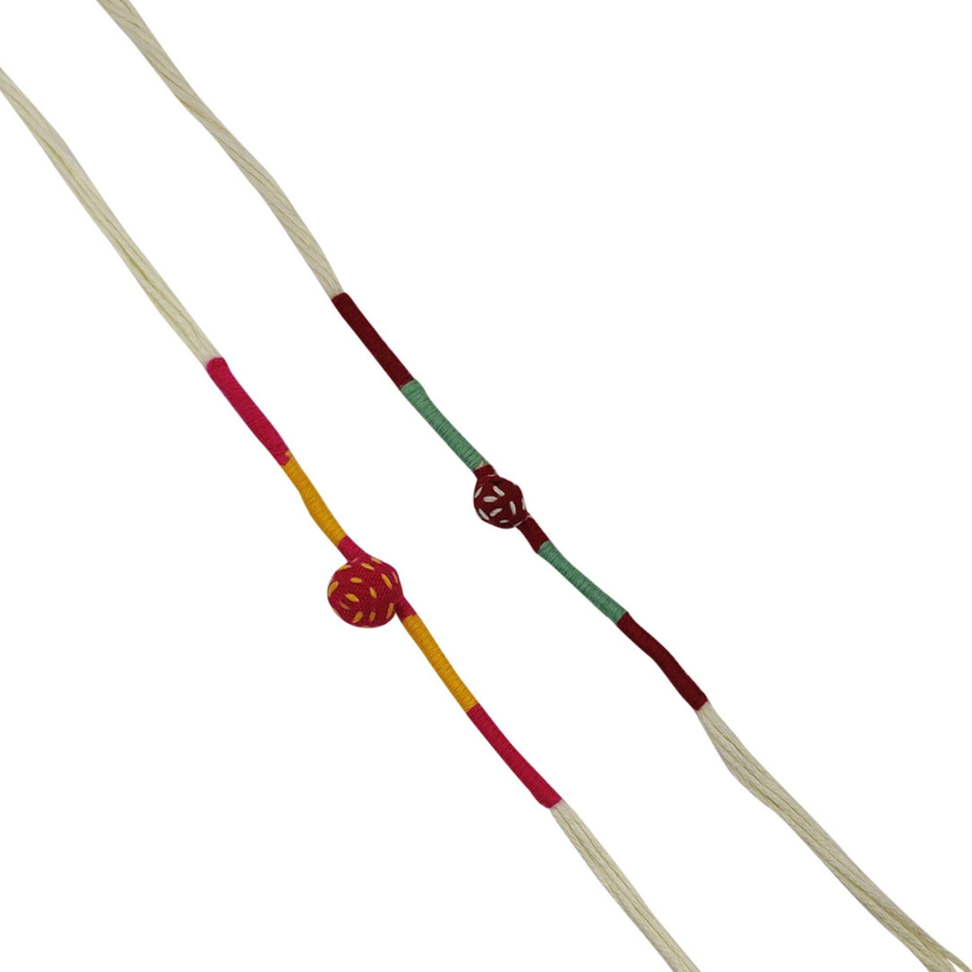 Prapti Handicrafts Handmade Eco Friendly Simple Set of 2 Rakhis Family Combo Rakhi for Brother Bhaiya Bhai Rakhdi for Brother (Cream-Pack of 2)