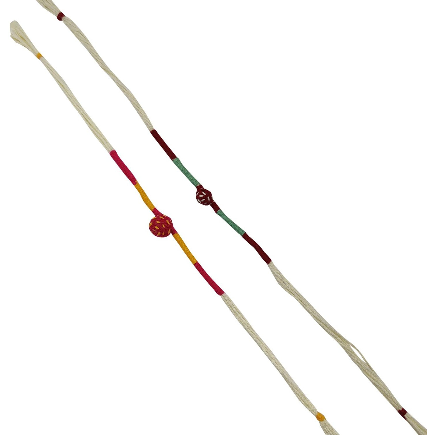 Prapti Handicrafts Handmade Eco Friendly Simple Set of 2 Rakhis Family Combo Rakhi for Brother Bhaiya Bhai Rakhdi for Brother (Cream-Pack of 2)