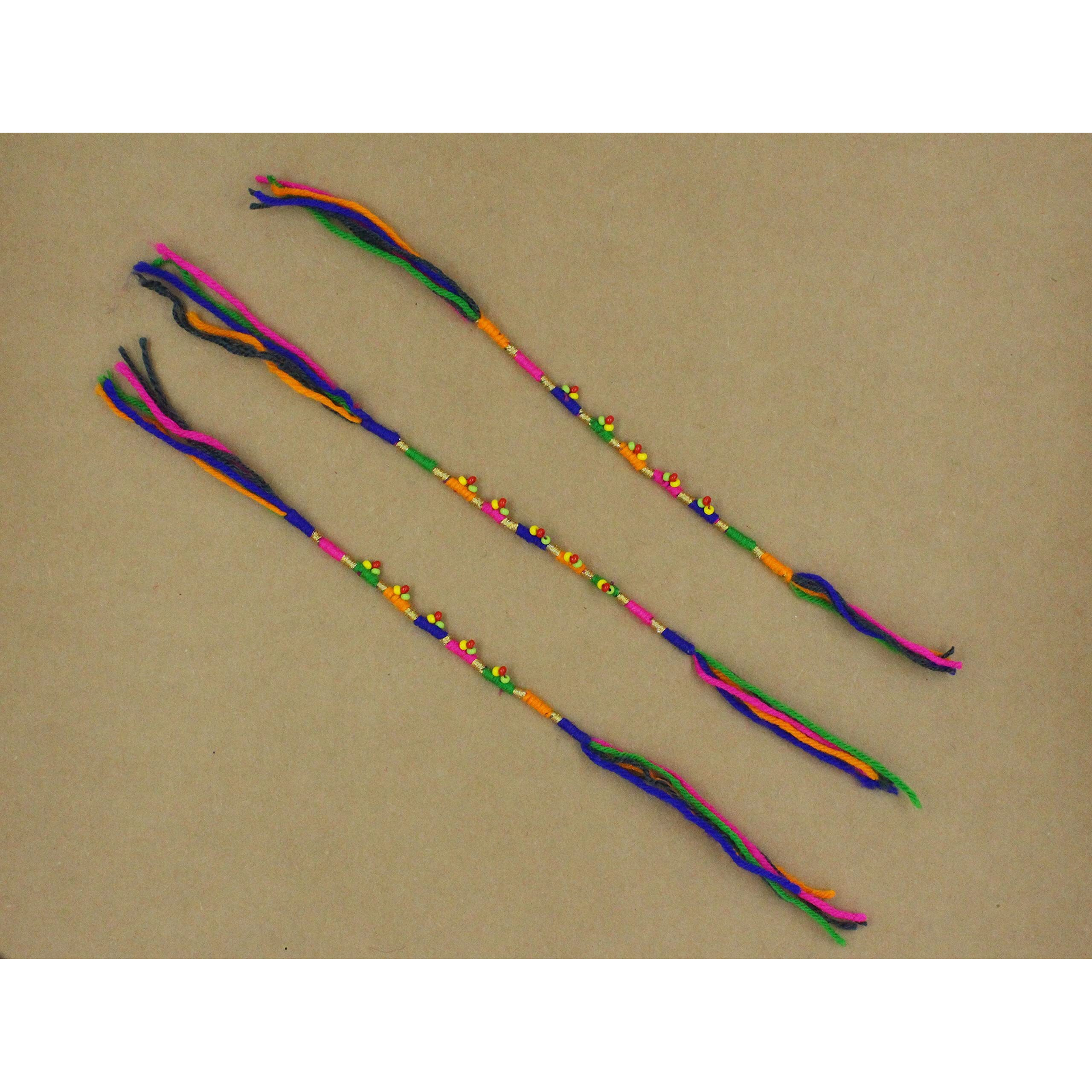 Prapti Handicrafts Handmade Gunthan Rakhi For Brother/Sister With Roli Chawal For Mens (Combo Of 3)