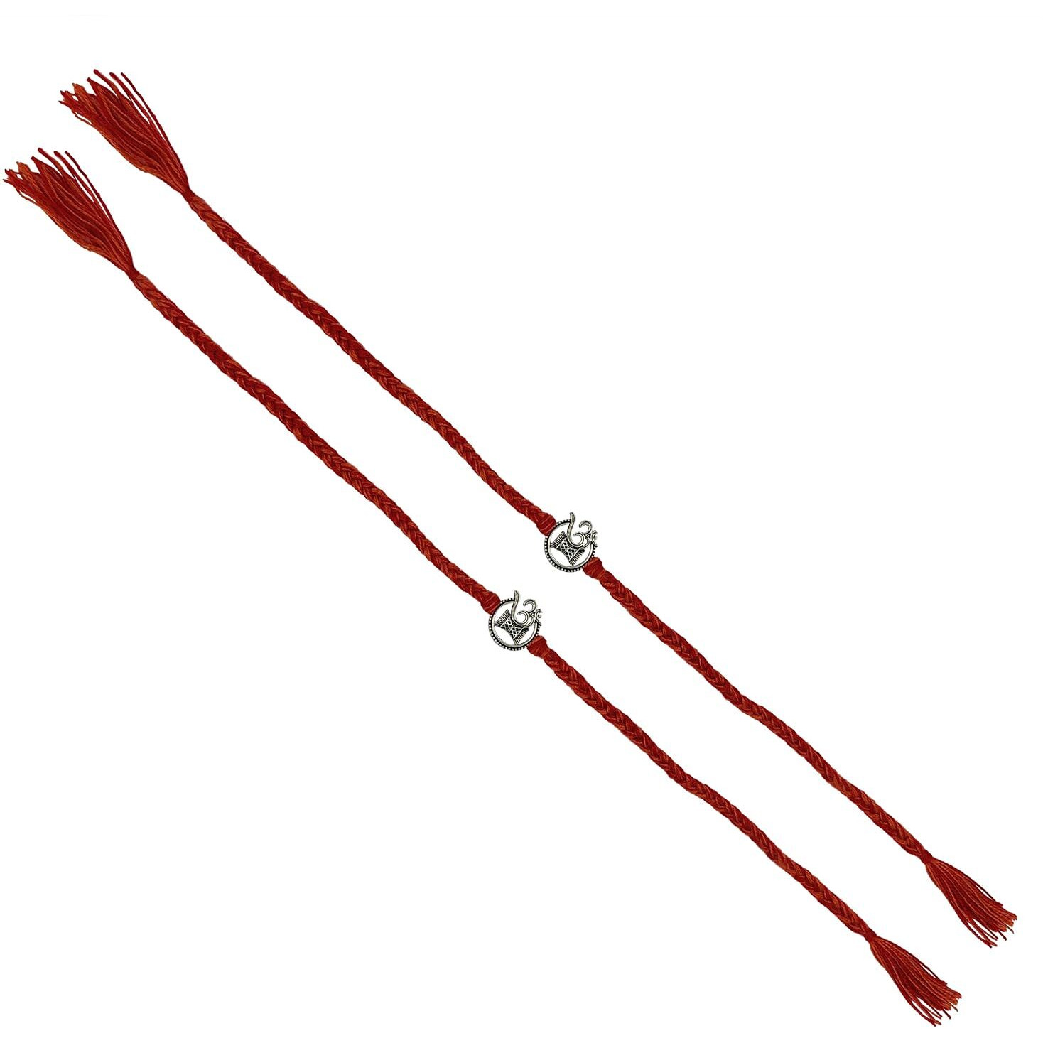Prapti Handicrafts Handmade Om Silver Rakhi for Brother/Bhaiya With Roli Chawal (Pack of 2)