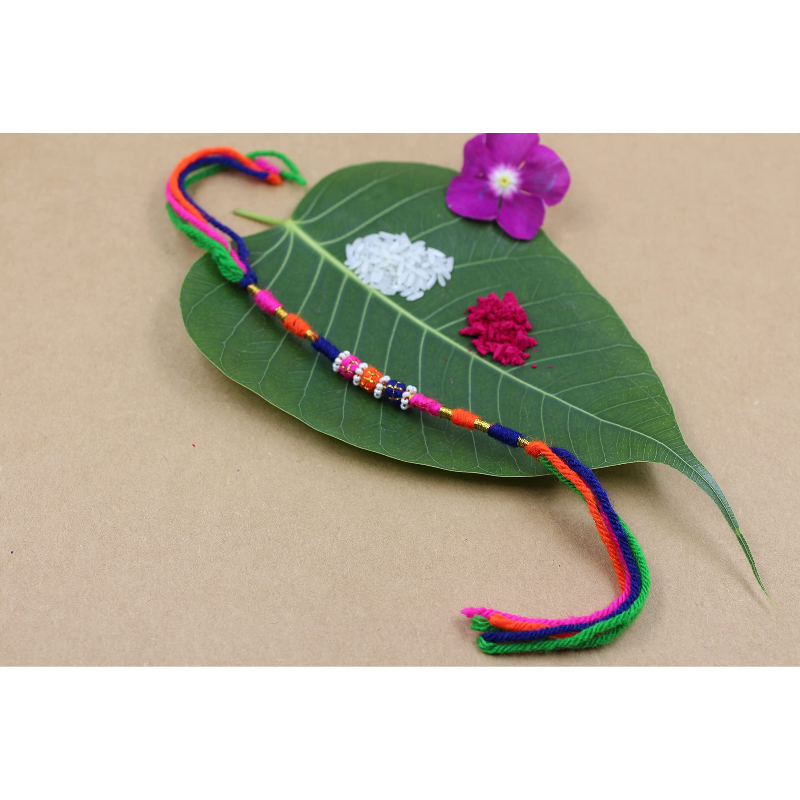 Prapti Handicrafts Handmade Gunthan Rakhi For Brother For Mens (Multi Style 2)