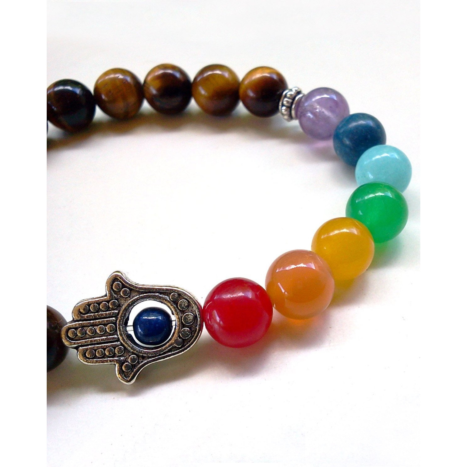 Young & Forever Gift Wardrobe Refresh Fashion Sale Special Dvine Hamsa Hand Lapis Lazuli and Tiger Eye Stone Bracelet & & rudraksha Rakhi for Men/Boys/Women/Boys/Girls B672