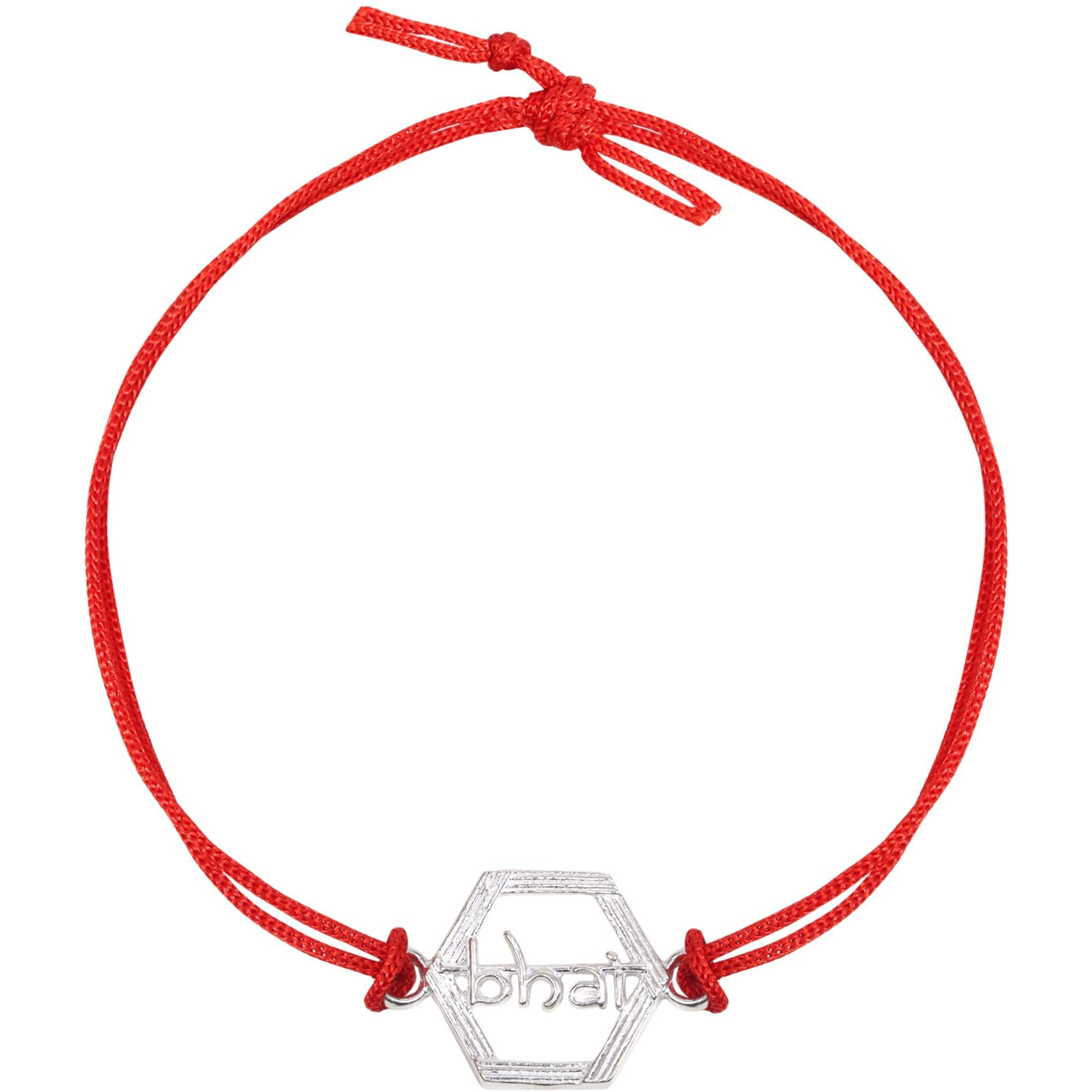 Silver Chest 925 Silver Rakhi for Brother - Pure Chandi Rakhi for Men and Boys in Moli Dhaga with Authenticity Certificate | Design -BHAI (Hexagon)