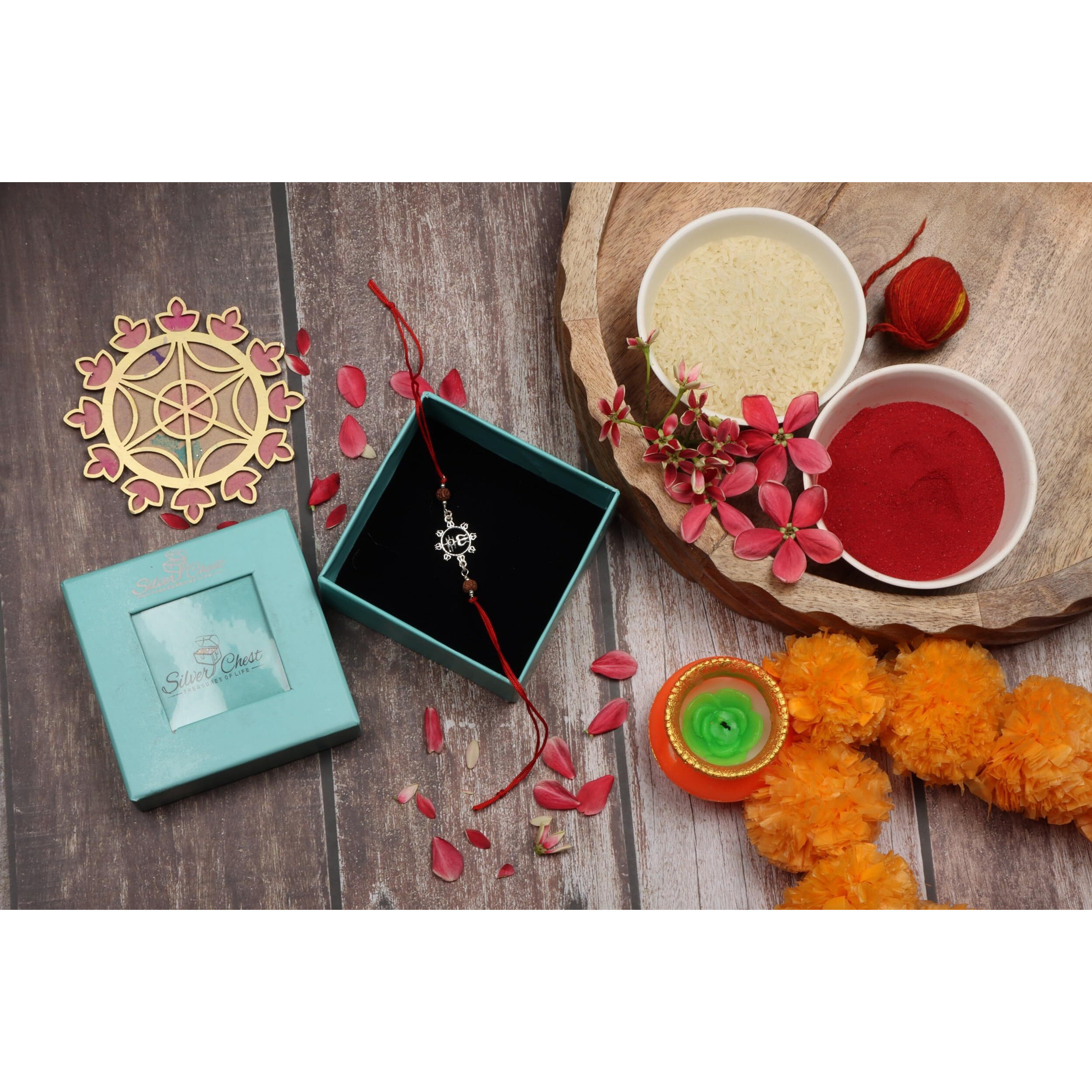 Silver Chest 925 Silver Rakhi for Brother - Pure Chandi Rakhi for Men and Boys in Moli Dhaga with Authenticity Certificate | Design -Trishul