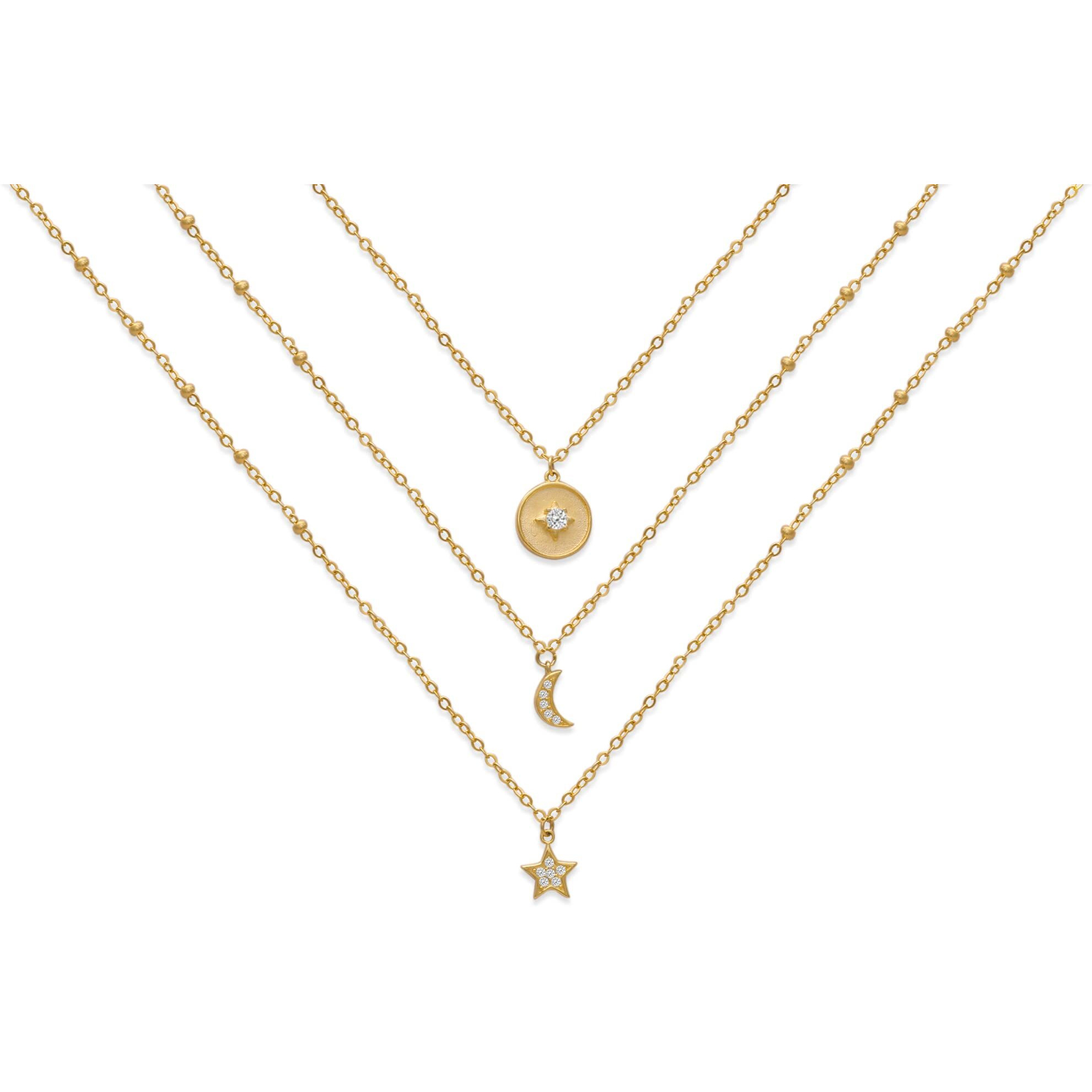GIVA 925 Silver Golden Anushka Sharma Layered Constellation Charm Necklace| Rakhi Rakshabandhan Gift for Sister Bhabhi , Gifts for Women & Girls,Pendant to Gift Women & Girls | With Certificate of Authenticity and 925 Stamp | 6 Month Warranty*