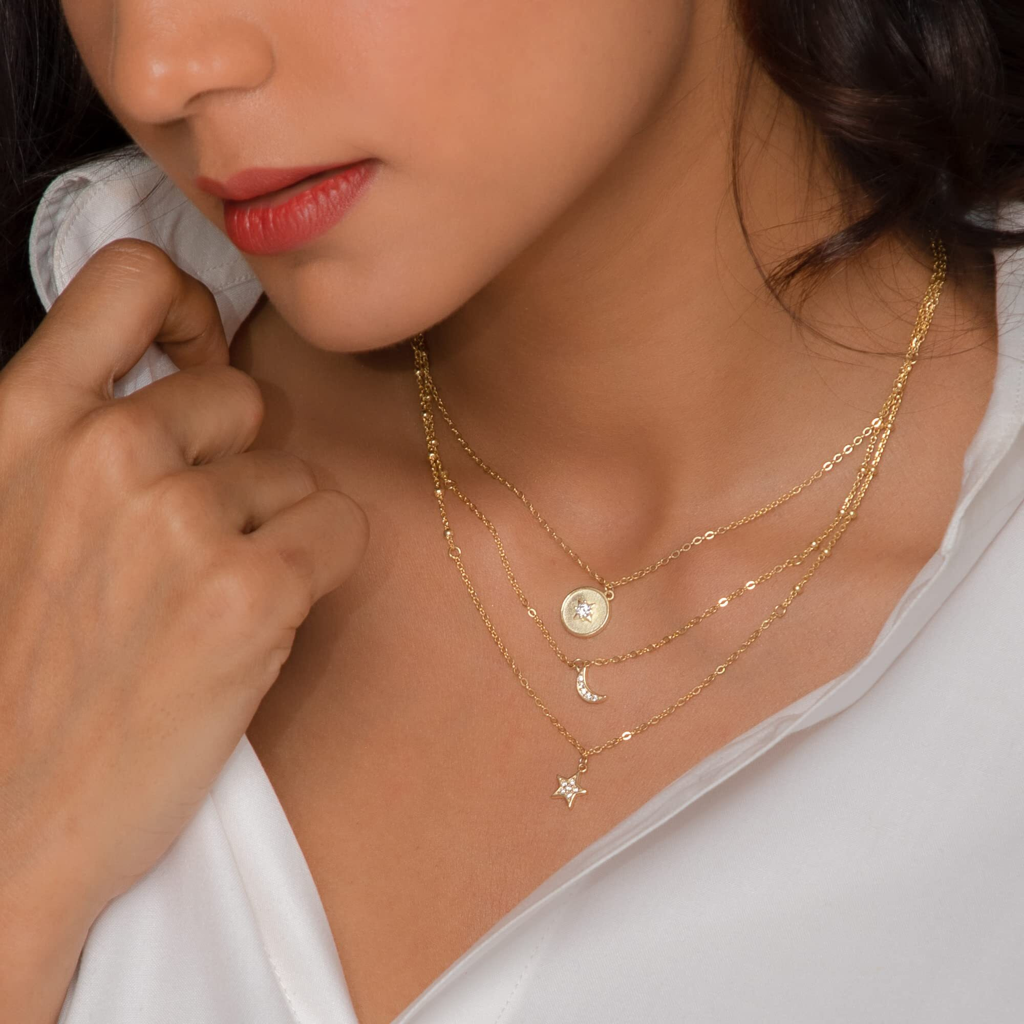GIVA 925 Silver Golden Anushka Sharma Layered Constellation Charm Necklace| Rakhi Rakshabandhan Gift for Sister Bhabhi , Gifts for Women & Girls,Pendant to Gift Women & Girls | With Certificate of Authenticity and 925 Stamp | 6 Month Warranty*