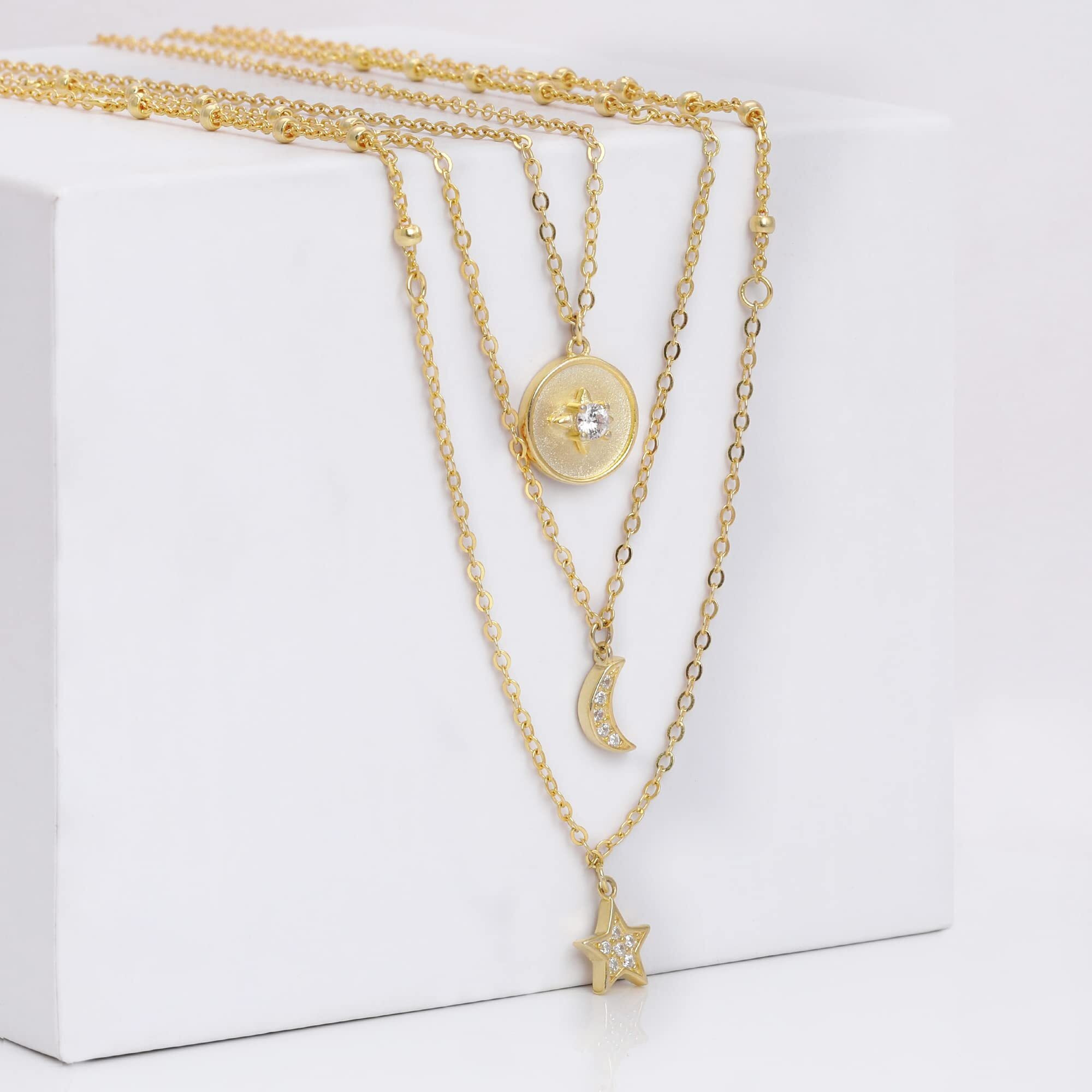 GIVA 925 Silver Golden Anushka Sharma Layered Constellation Charm Necklace| Rakhi Rakshabandhan Gift for Sister Bhabhi , Gifts for Women & Girls,Pendant to Gift Women & Girls | With Certificate of Authenticity and 925 Stamp | 6 Month Warranty*