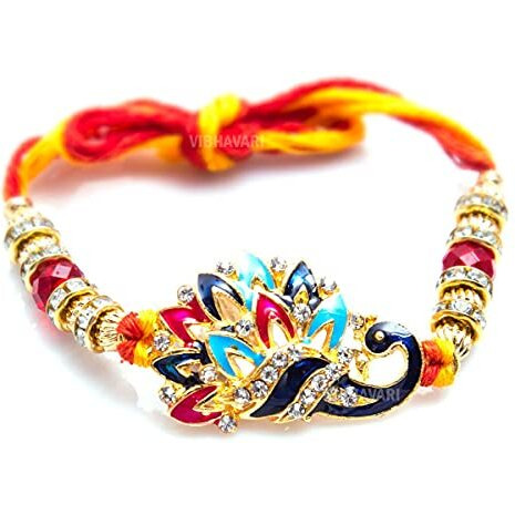 VIBHAVARI Elegant Golden Rakhi for Men Beloved Brother (Gold)
