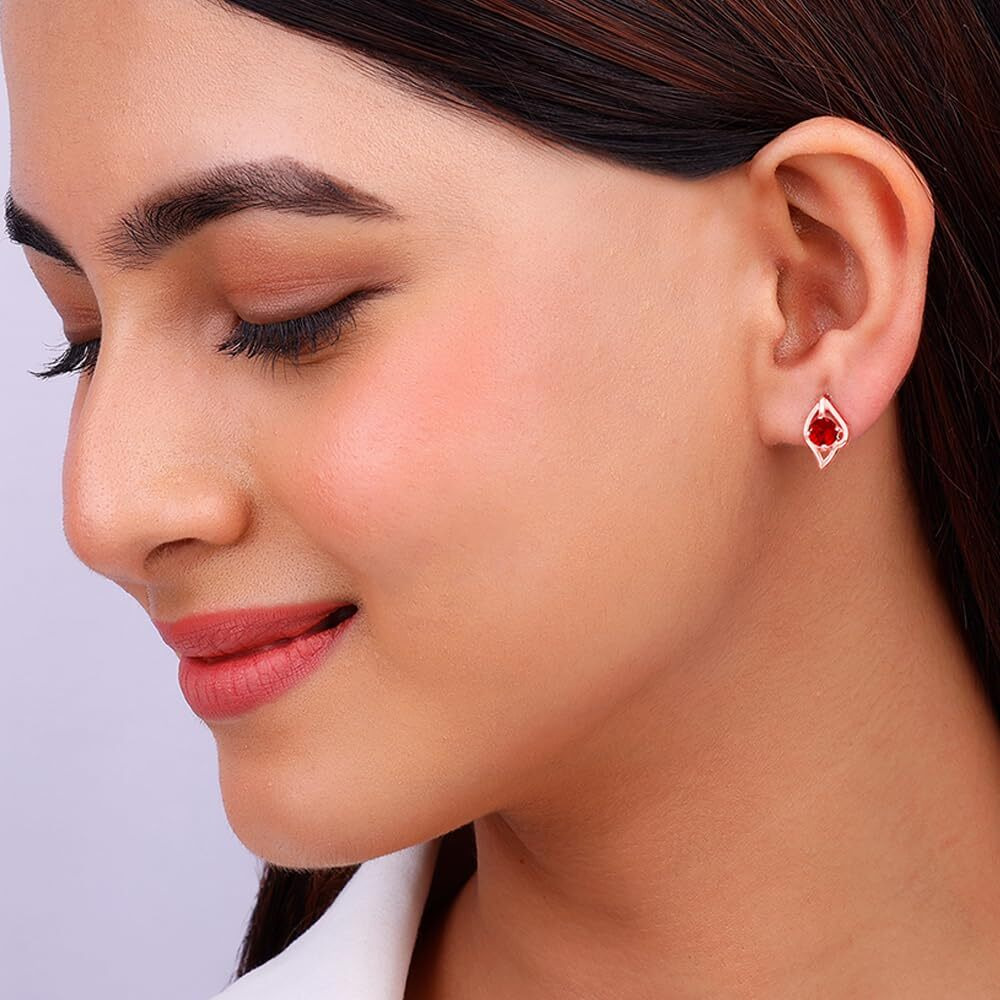 GIVA 925 Silver Rose Gold Falling Dew in Red Earrings| Rakhi Rakshabandhan Gift for Sister Bhabhi, Gifts for Women & Girls | With Certificate of Authenticity and 925 Stamp | 6 Months Warranty*