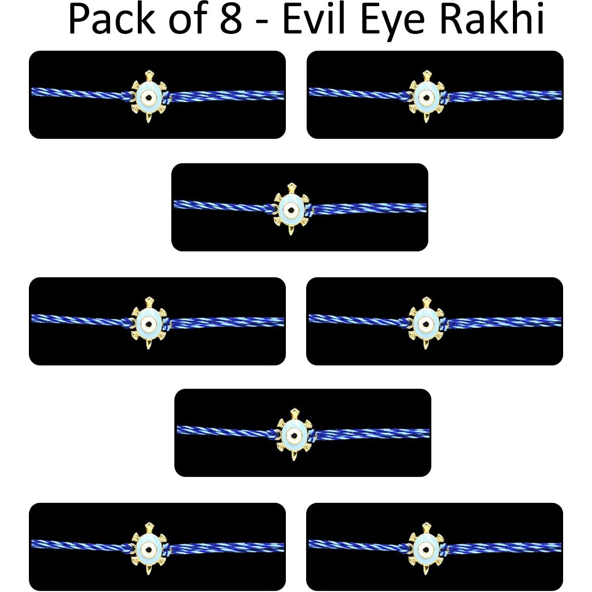 Saugat Traders Kachua Evil Eye Rakhi for Brother Set of 8 with Roli Chawal Chopra - Tortoise Evil Eye Rakhi - Turtle Rakhi - Good Luck Rakhi