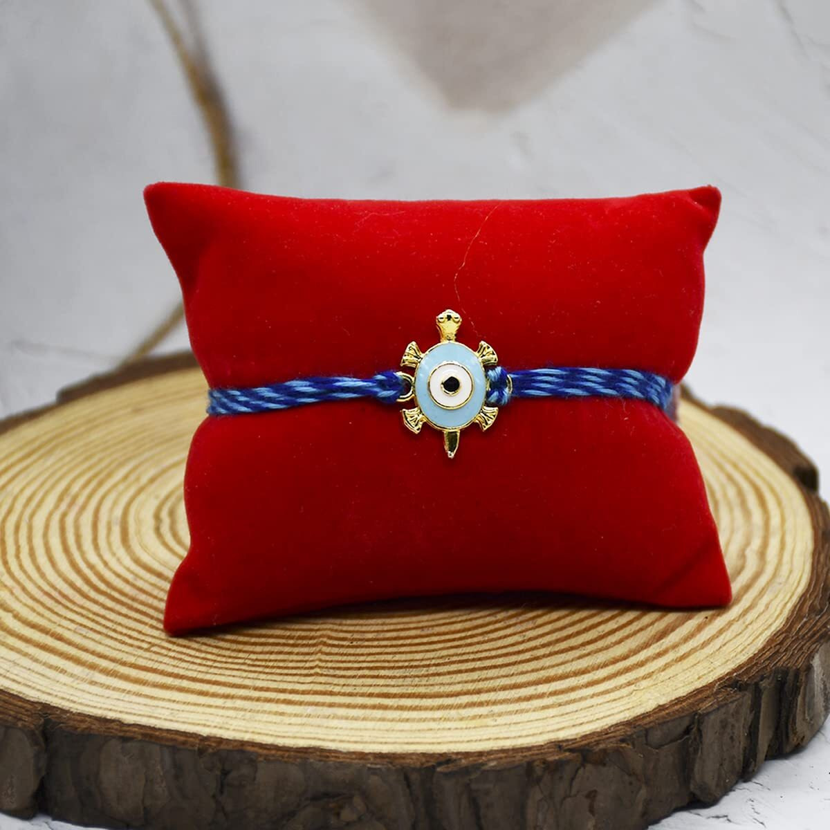 Saugat Traders Kachua Evil Eye Rakhi for Brother Set of 8 with Roli Chawal Chopra - Tortoise Evil Eye Rakhi - Turtle Rakhi - Good Luck Rakhi