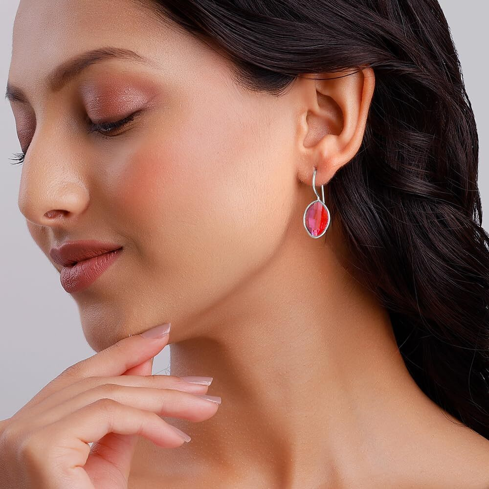 GIVA 925 Silver Cherry Pink Crystal Earrings | Rakhi Rakshabandhan Gift for Sister Bhabhi, Gifts for Women & Girls | With Certificate of Authenticity and 925 Stamp | 6 Month Warranty*