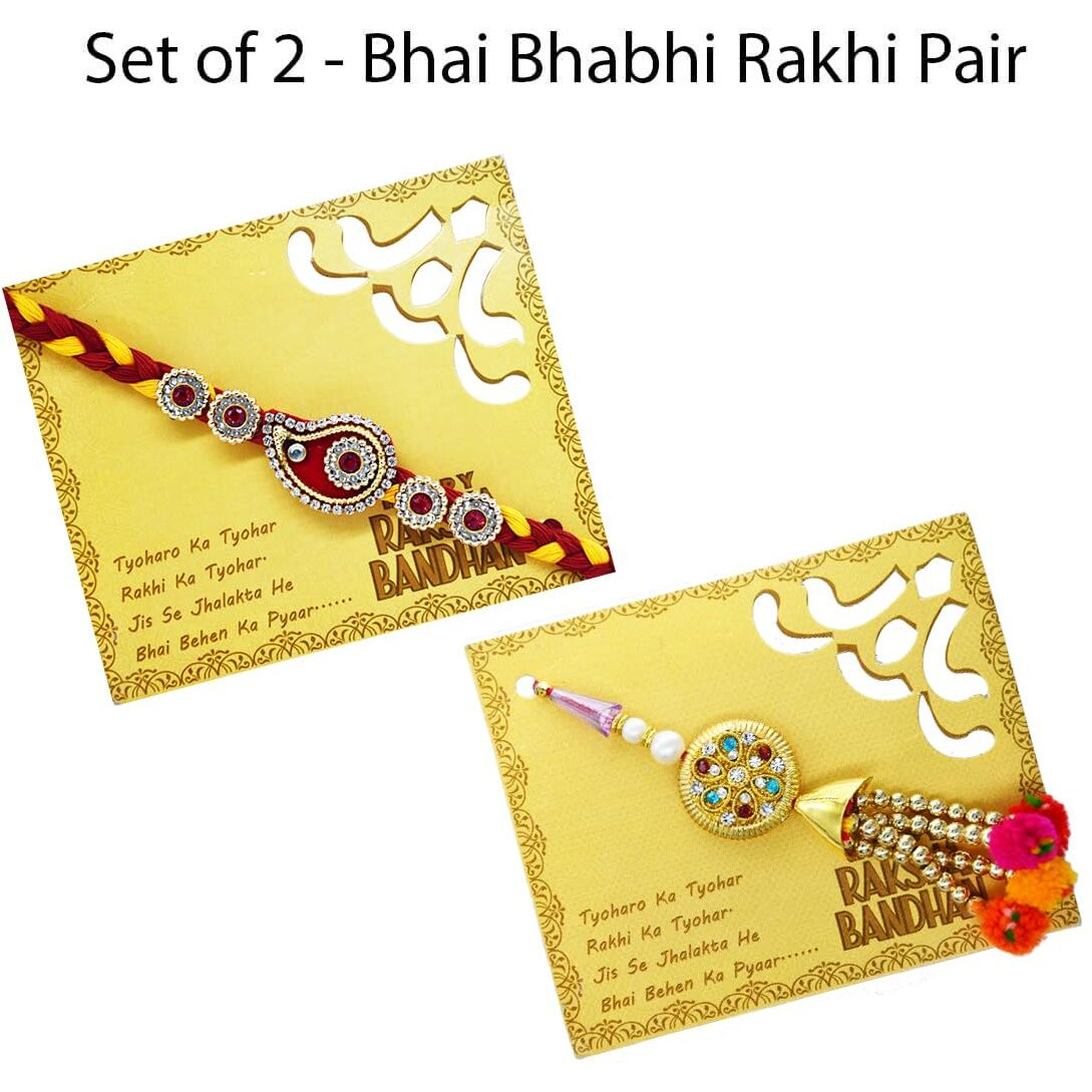 Saugat Traders Designer Family Rakhi Set of 4 For Bhaiya-Bhabhi and 2 Kids- Rakhi-Rakshabandhan-Gift For Brother-Bhai-Bhaiya and Roli Chawali Chopra