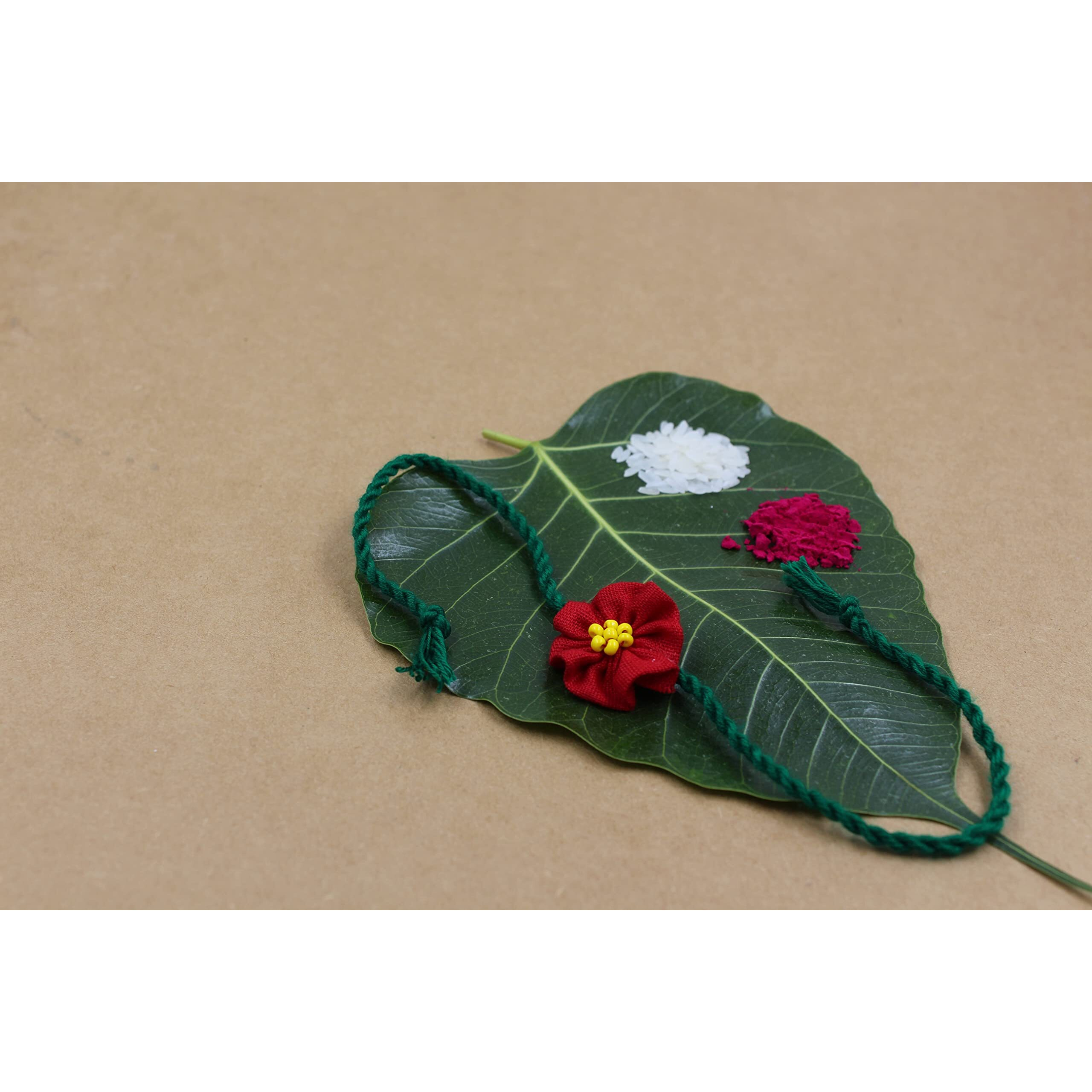 Prapti Handicrafts embroidery Couple Rakhi Set For Brother Bhabhi And Kids reuasble combo with gift potli bag And roli chawal (Pack of 4)