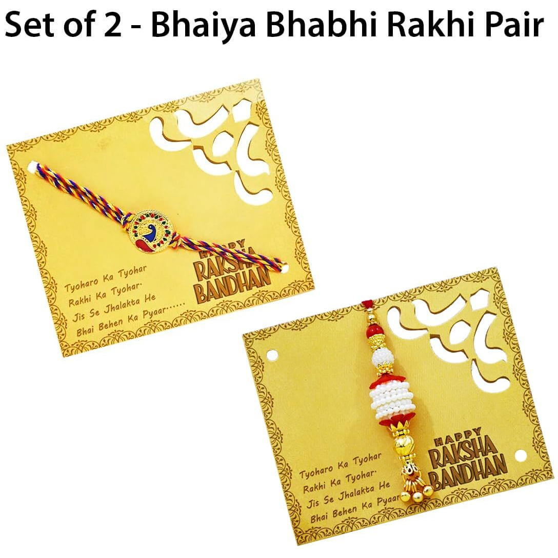 Saugat Traders Designer Rakhi Set Of 4 For Bhaiya-Bhabhi and 2 Kids- Rakhi-Rakshabandhan-Gift For Brother-Bhai-Bhaiya and Roli Chawali Chopra