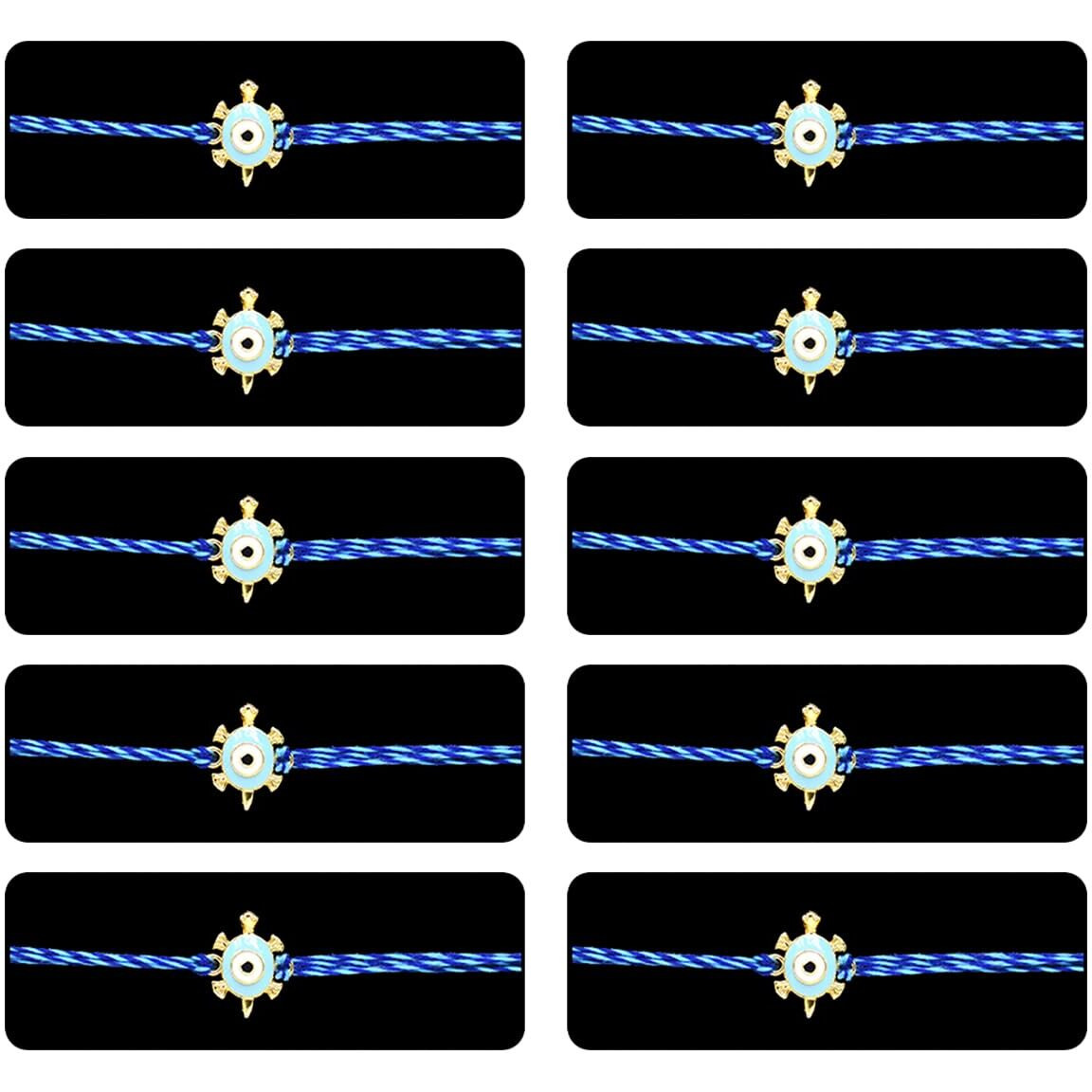 Saugat Traders Kachua Evil Eye Rakhi for Brother Set of 10 with Roli Chawal - Tortoise Evil Eye Rakhi - Turtle Rakhi - Good Luck Rakhi