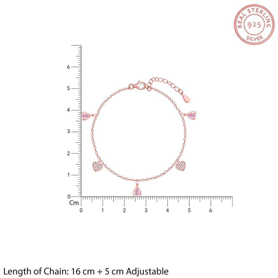 GIVA 925 Silver Rose Gold Crocus Heart Bracelet, Adjustable | Rakhi Rakshabandhan Gift for Sister Bhabhi, Gifts for Women & Girls | With Certificate of Authenticity and 925 Stamp | 6 Months Warranty*