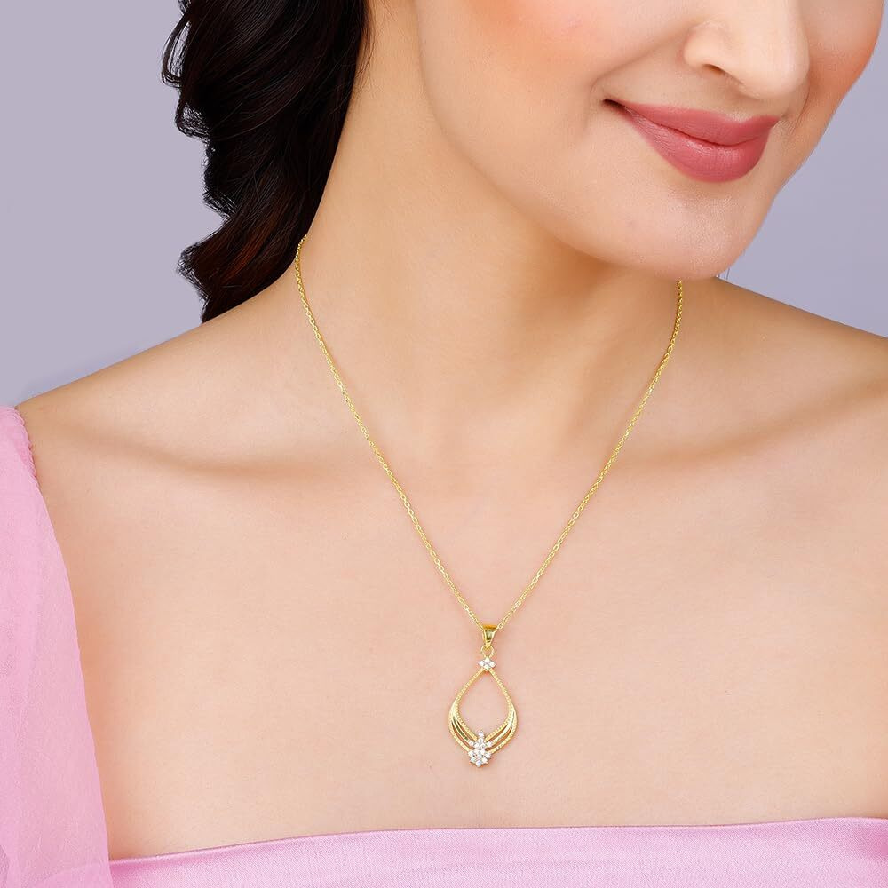GIVA 925 Silver Golden Princess Pendant With Link Chain| Rakhi Rakshabandhan Gift for Sister Bhabhi, Gifts for Women & Girls | With Certificate of Authenticity and 925 Stamp | 6 Months Warranty*