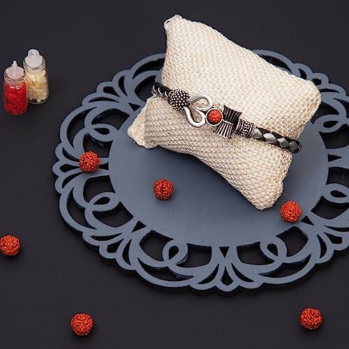 To The Nines Designer Bracelet Rakhi/Band for Beloved Brother with Tilak Material