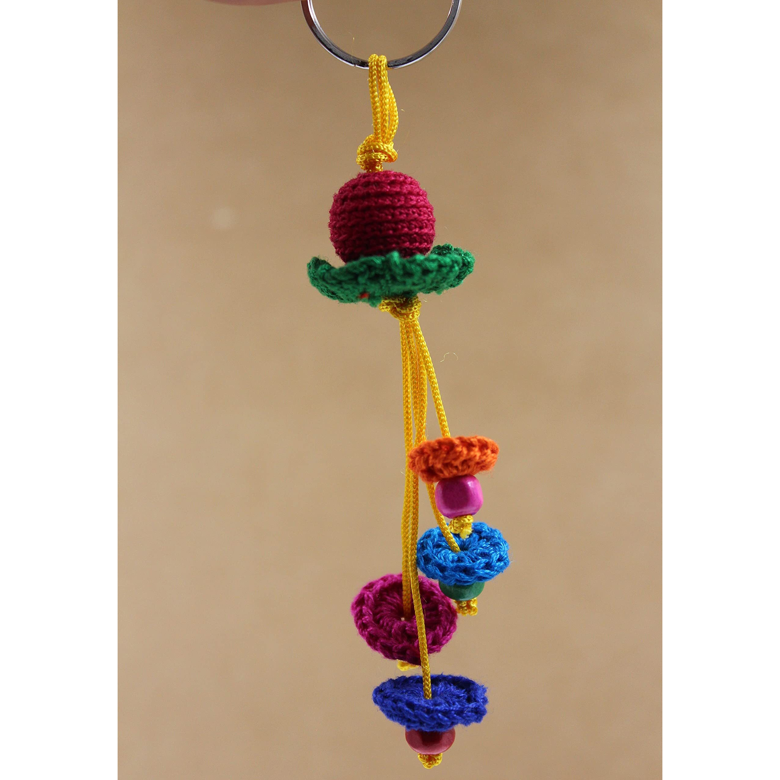 Prapti Handicrafts Handmade Embroidery Crochet Rakhi for Bhai/Bhabhi with Roli Chawal (Pack of 2)