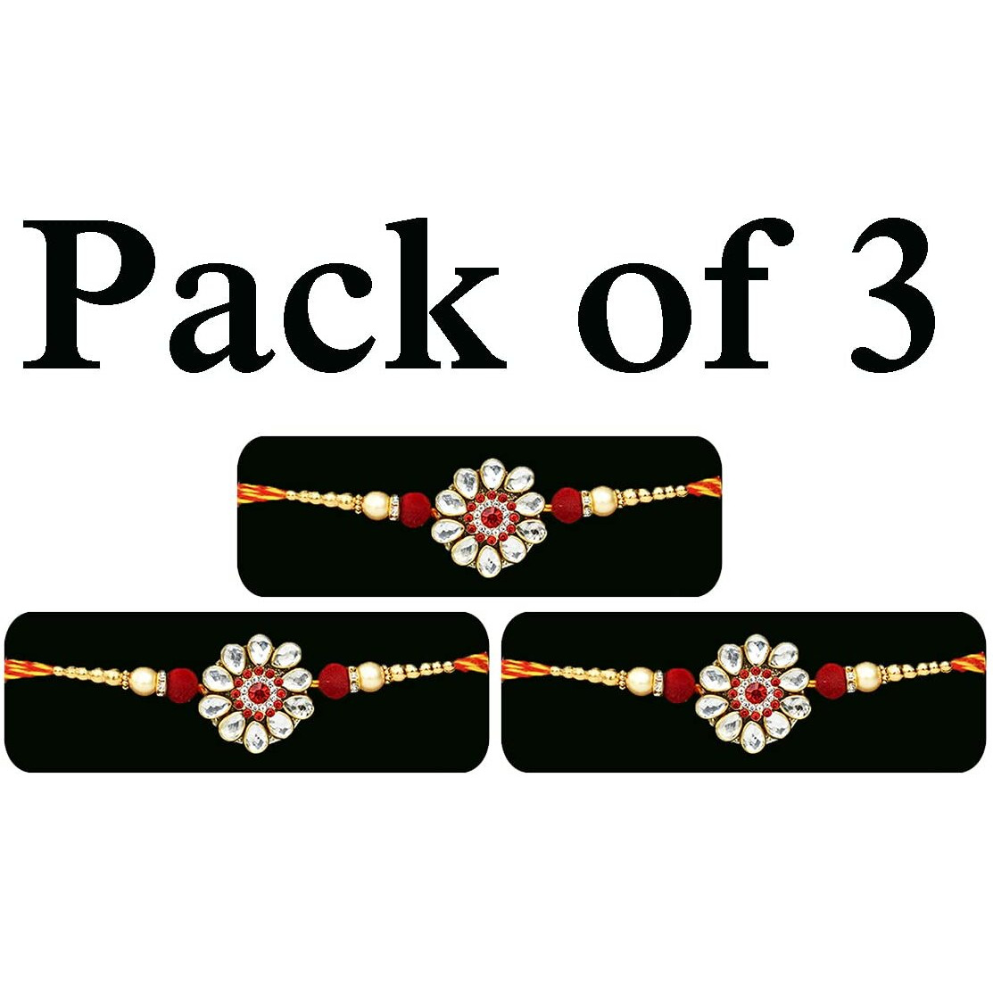 Saugat Traders Rakhi Set of 3 with Chocolate Pack for Brother - Designer Rakhi with Gift for Bada Bhai and Roli Chawal Chopra