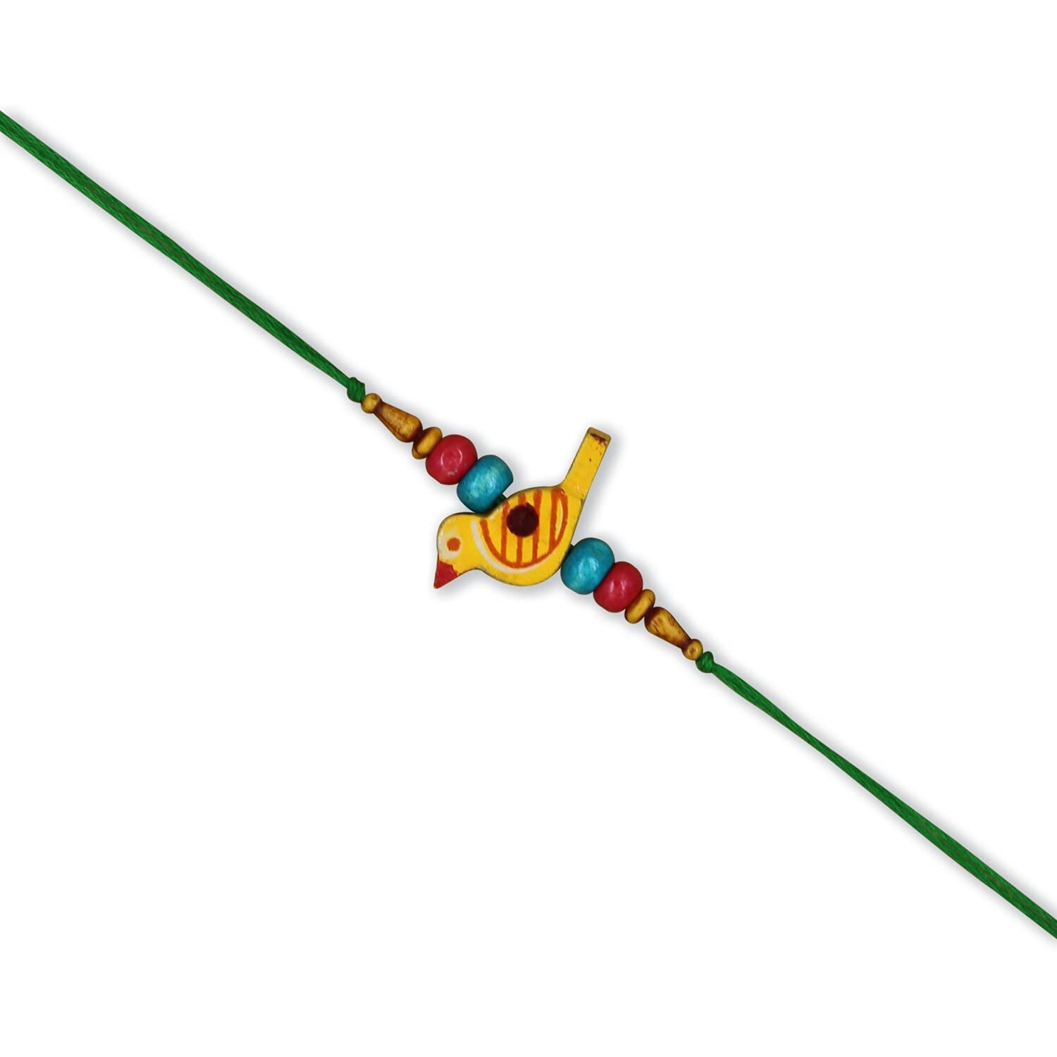 Prapti handicrafts Wooden Sparrow Bird Beads Handmade Rakhi for Brothers/Boys Pack of 1