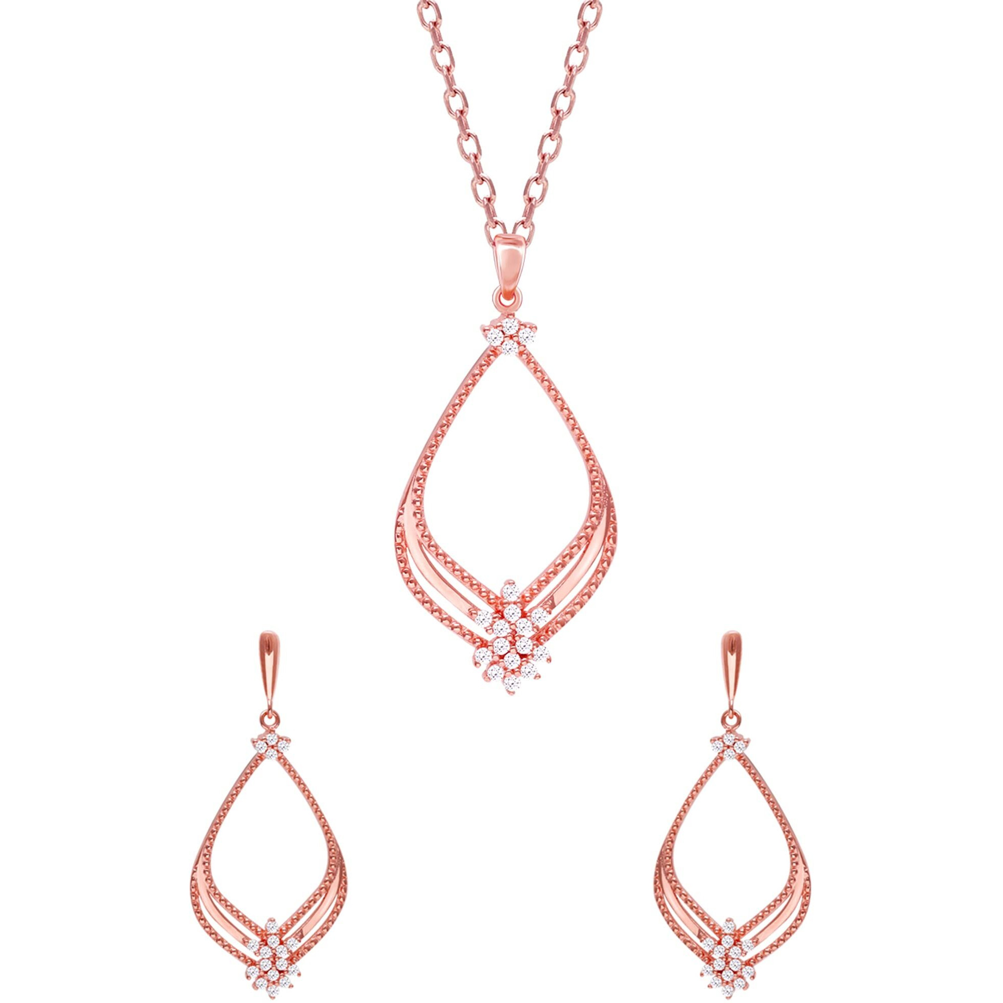 GIVA 925 Silver Rose Gold Princess Set|Gifts For Girlfriend,Rakhi Rakshabandhan Gift For Sister Bhabhi,Gifts For Women & Girls|With Certificate Of Authenticity And 925 Stamp|6 Months Warranty*
