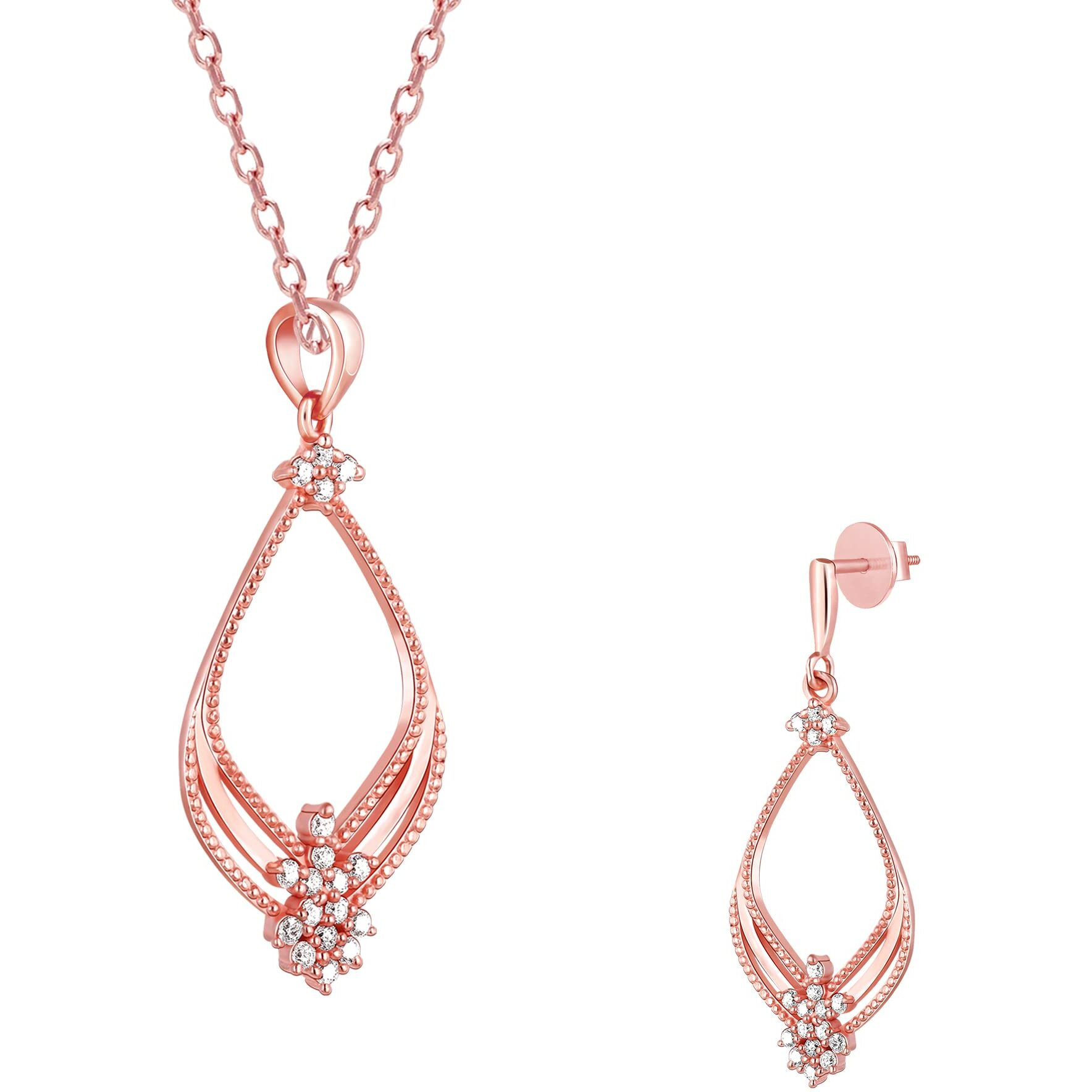 GIVA 925 Silver Rose Gold Princess Set|Gifts For Girlfriend,Rakhi Rakshabandhan Gift For Sister Bhabhi,Gifts For Women & Girls|With Certificate Of Authenticity And 925 Stamp|6 Months Warranty*