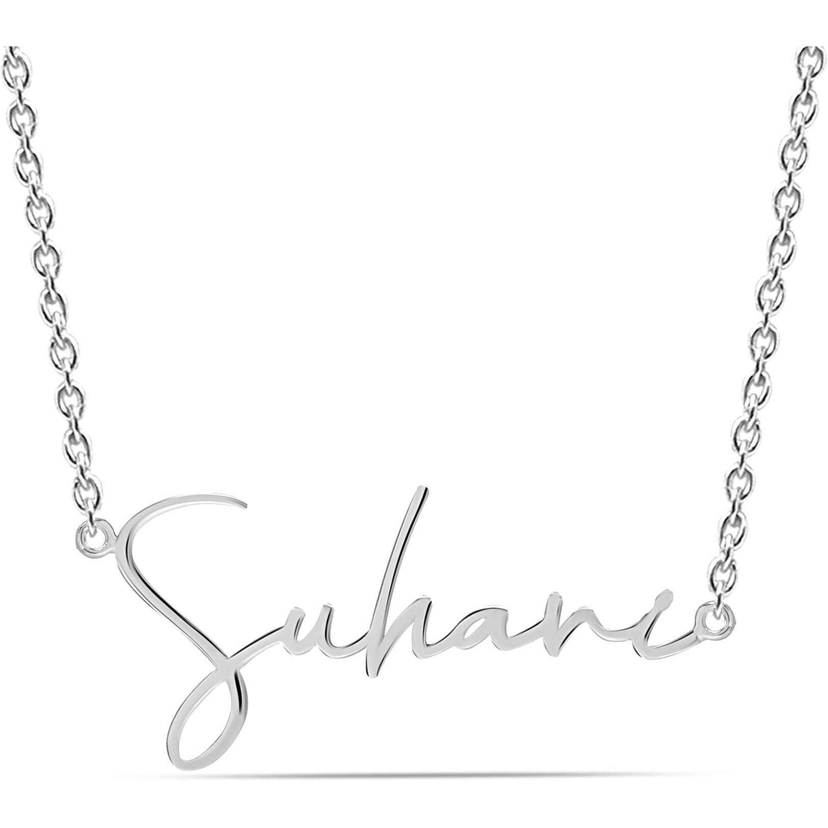 LeCalla 925 Sterling Silver Personalized Customized Signature Style Name Necklace for Women and Girls | Rakhi Gift for Sister