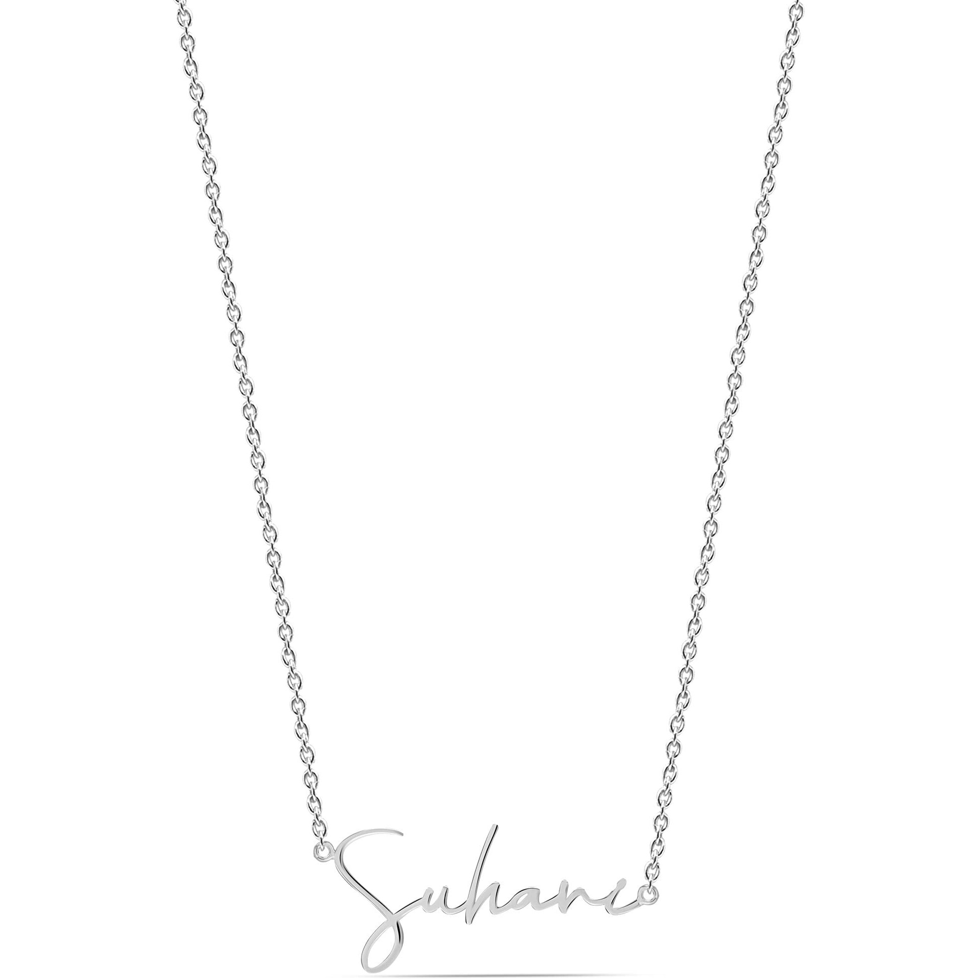 LeCalla 925 Sterling Silver Personalized Customized Signature Style Name Necklace for Women and Girls | Rakhi Gift for Sister
