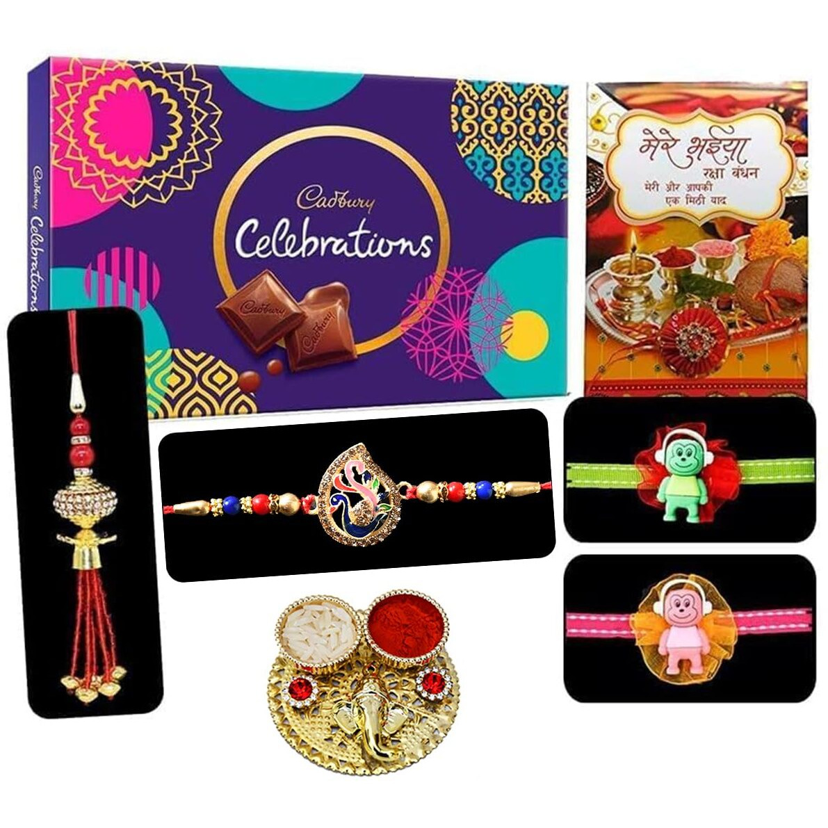 Saugat Traders Designer Rakhi for Bhaiya Bhabhi and Kids - Celebration Chocolate Box, Cartoon Character Rakhi, Raksha Bandan Greeting Card and Designer Chopra with Roli Chawal