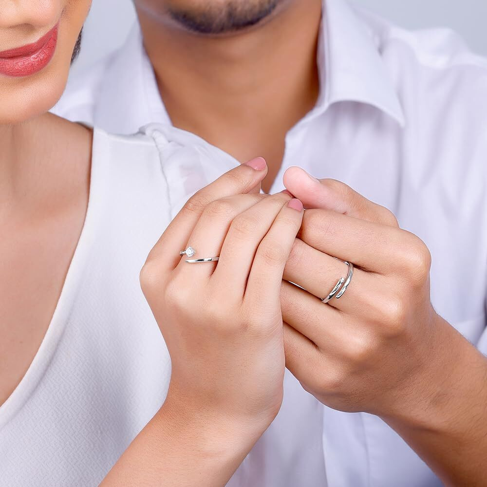 GIVA 925 Silver Better TWOgether Couple Rings,Adjustable|Rakhi Rakshabandhan Gift for Sister Bhabhi, Gifts for Women & Girls| With Certificate of Authenticity and 925 Stamp | 6 Months Warranty*
