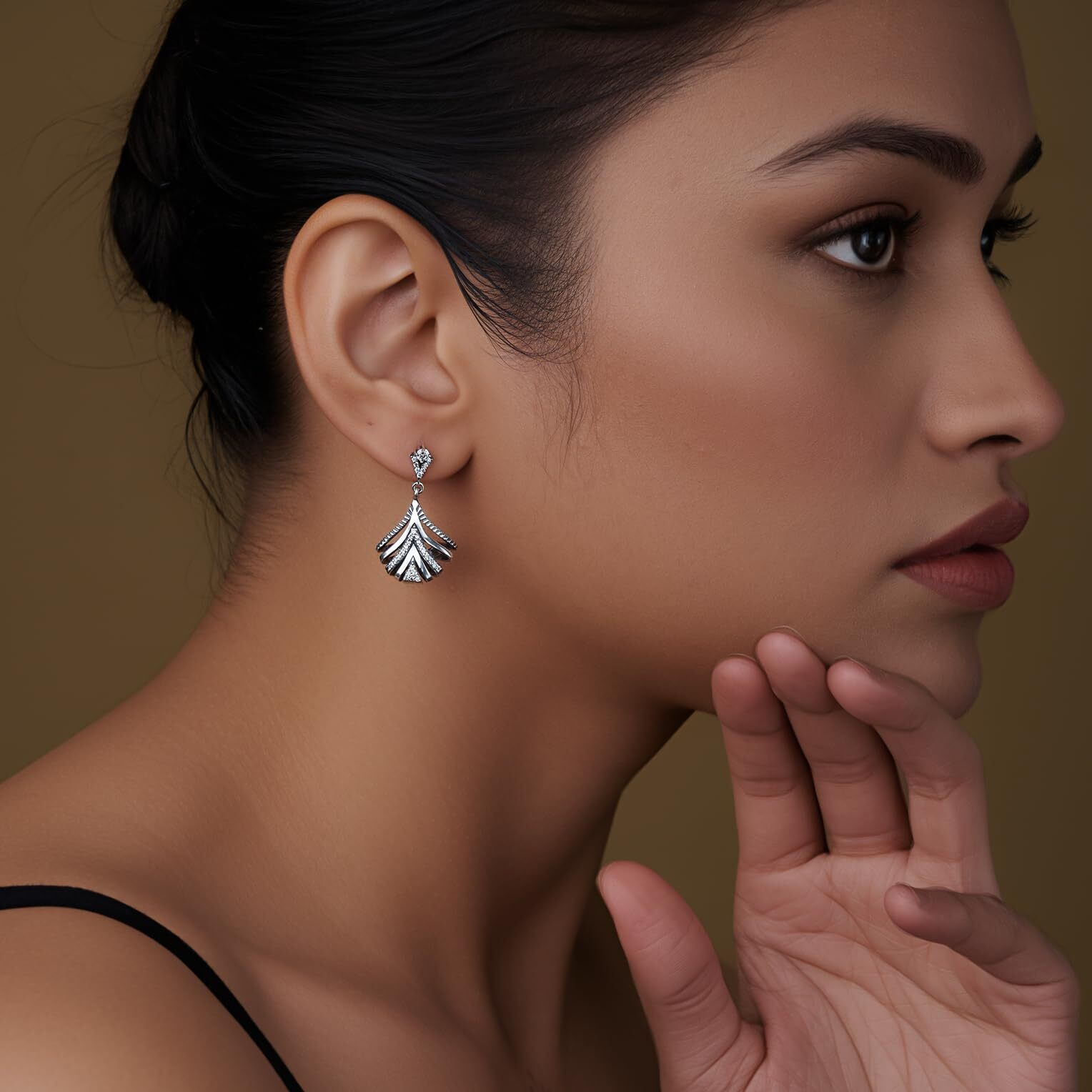 LeCalla 925 Sterling Silver BIS Hallmarked Cubic Zirconia Antique Stud Dangler Earrings for Women and Girls | Rakhi Gift for Sister