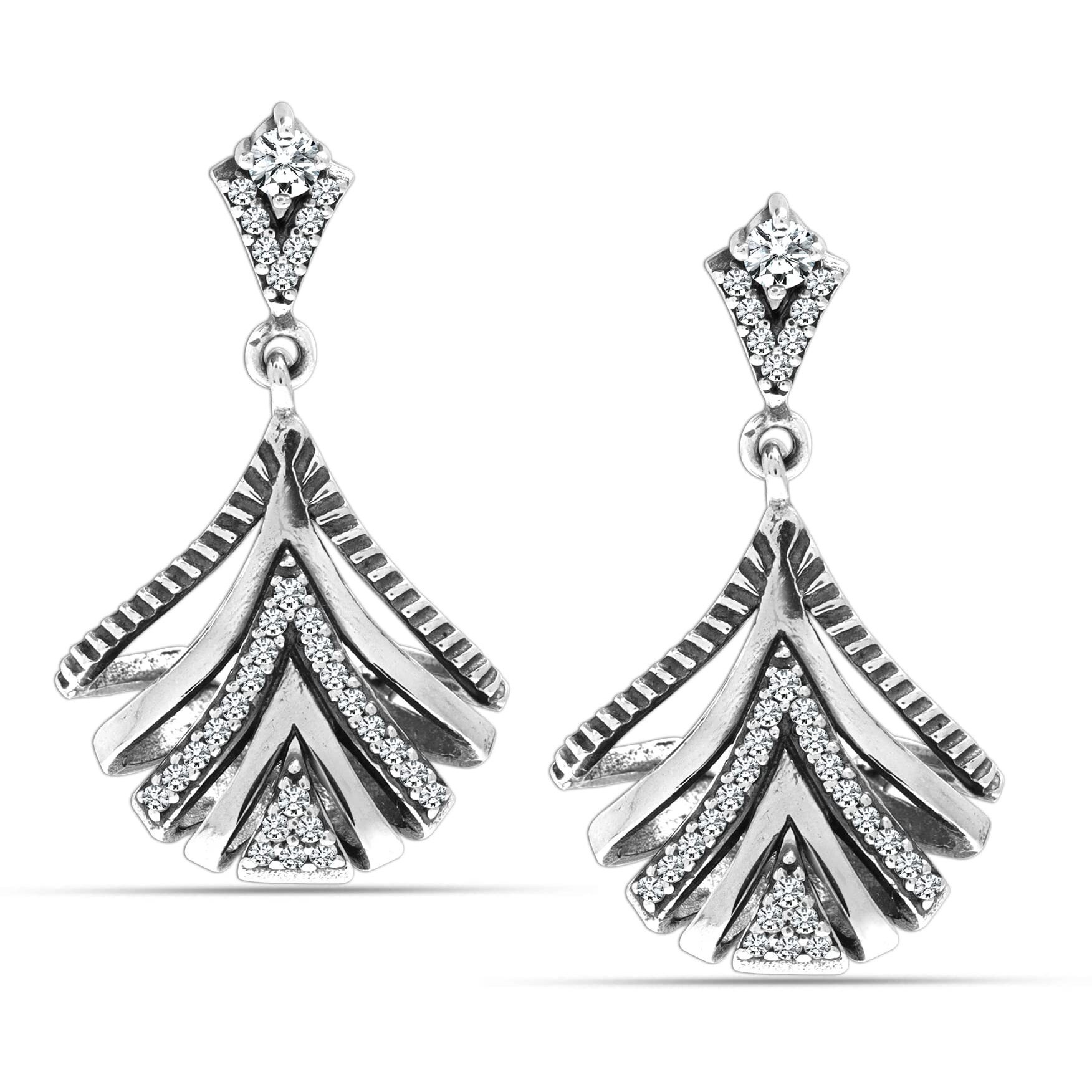 LeCalla 925 Sterling Silver BIS Hallmarked Cubic Zirconia Antique Stud Dangler Earrings for Women and Girls | Rakhi Gift for Sister