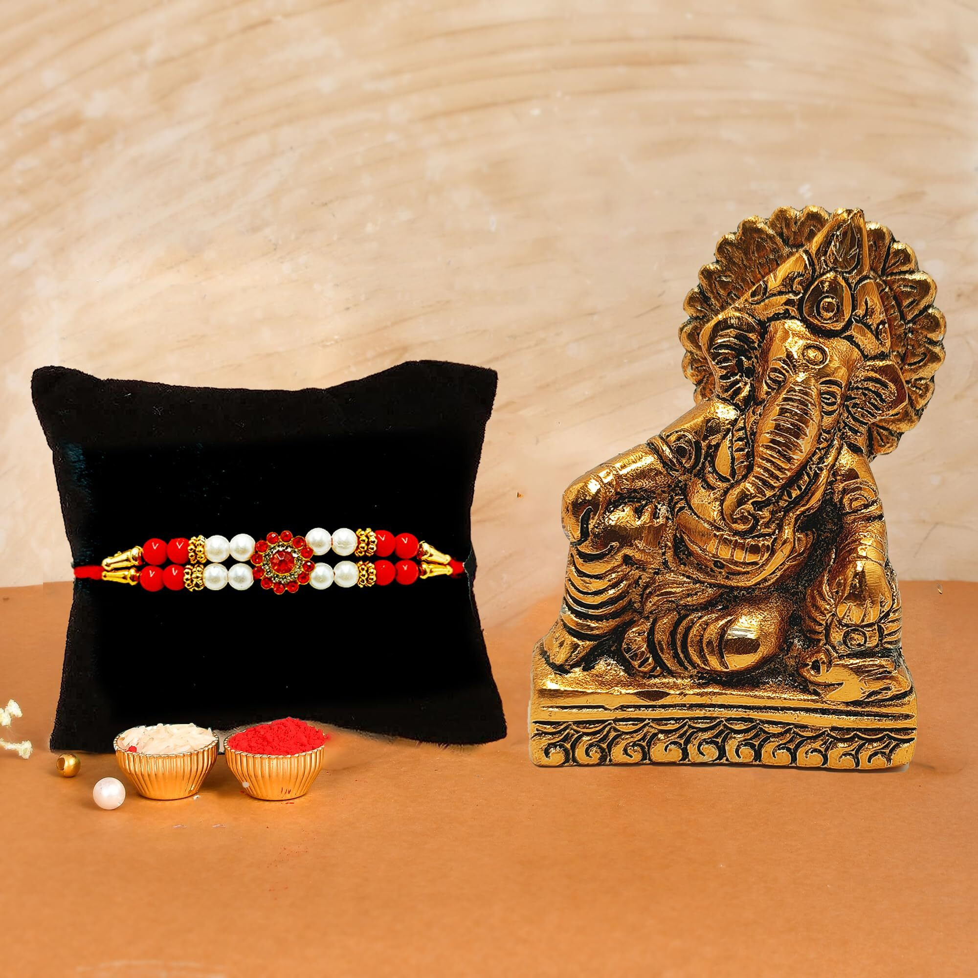 CraftVatika Rakhi Gift Combo for Brother Bhaiya Boy Kids Men with Ganesha Idol Statue Figurine Rakhi with Ganesha Idol Designer Rakhis for Rakshabandhan