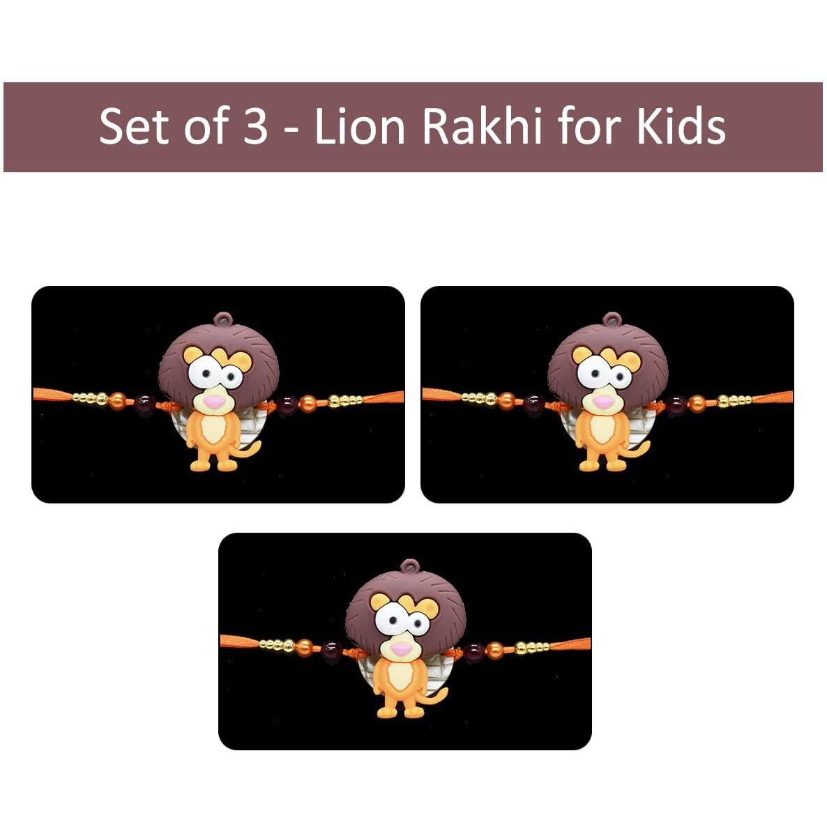 Saugat Traders Kids Rakhi Pack Of 3 With Roli Chawal Chopra Pack-Cartoon Character - Younger Brother - Kid Boy - Girl - Brother Kid