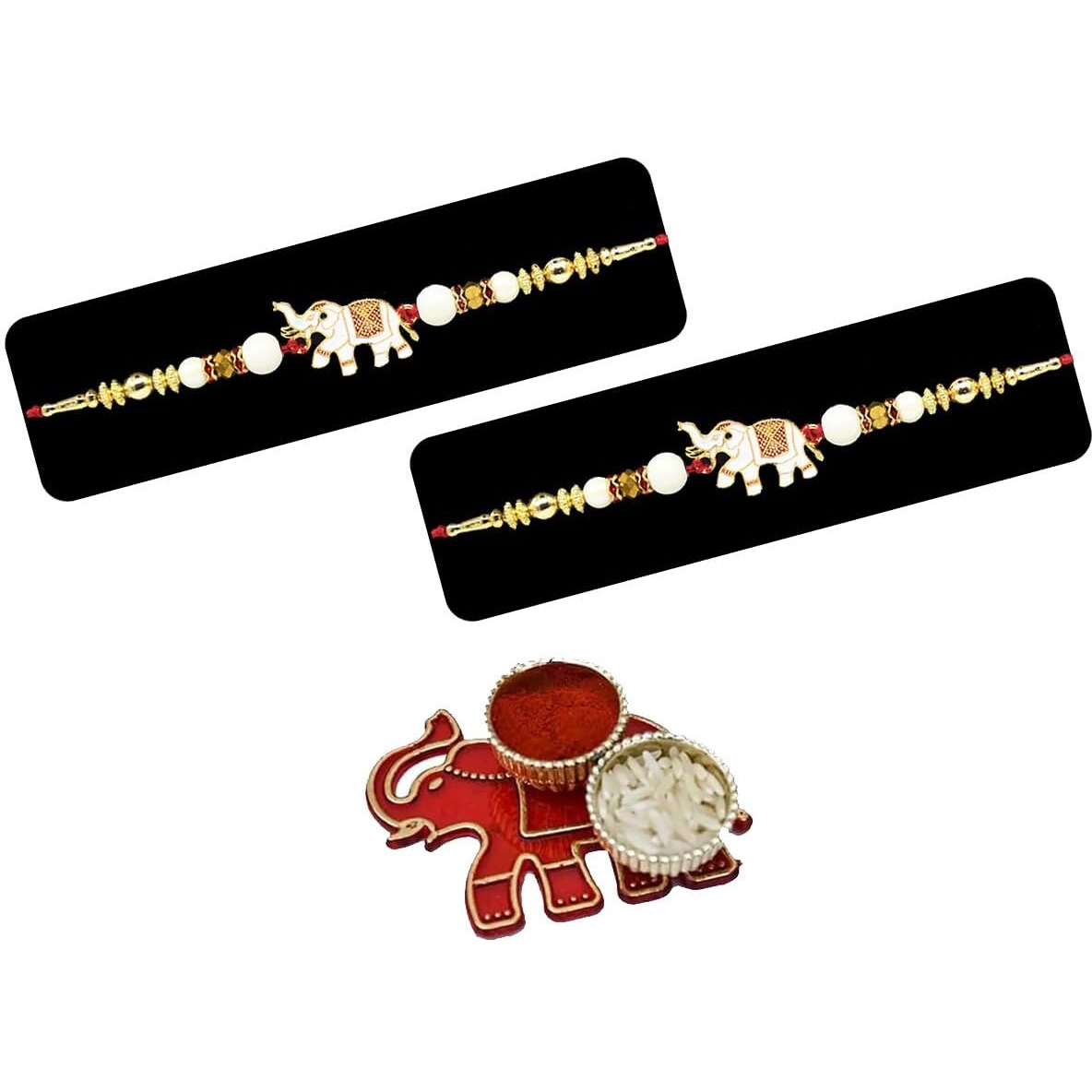 Saugat Traders Rakhi For Brother Set of 2 with Roli Chawal and Designer Chopra Ganesh Ji - Exclusive Rakhi