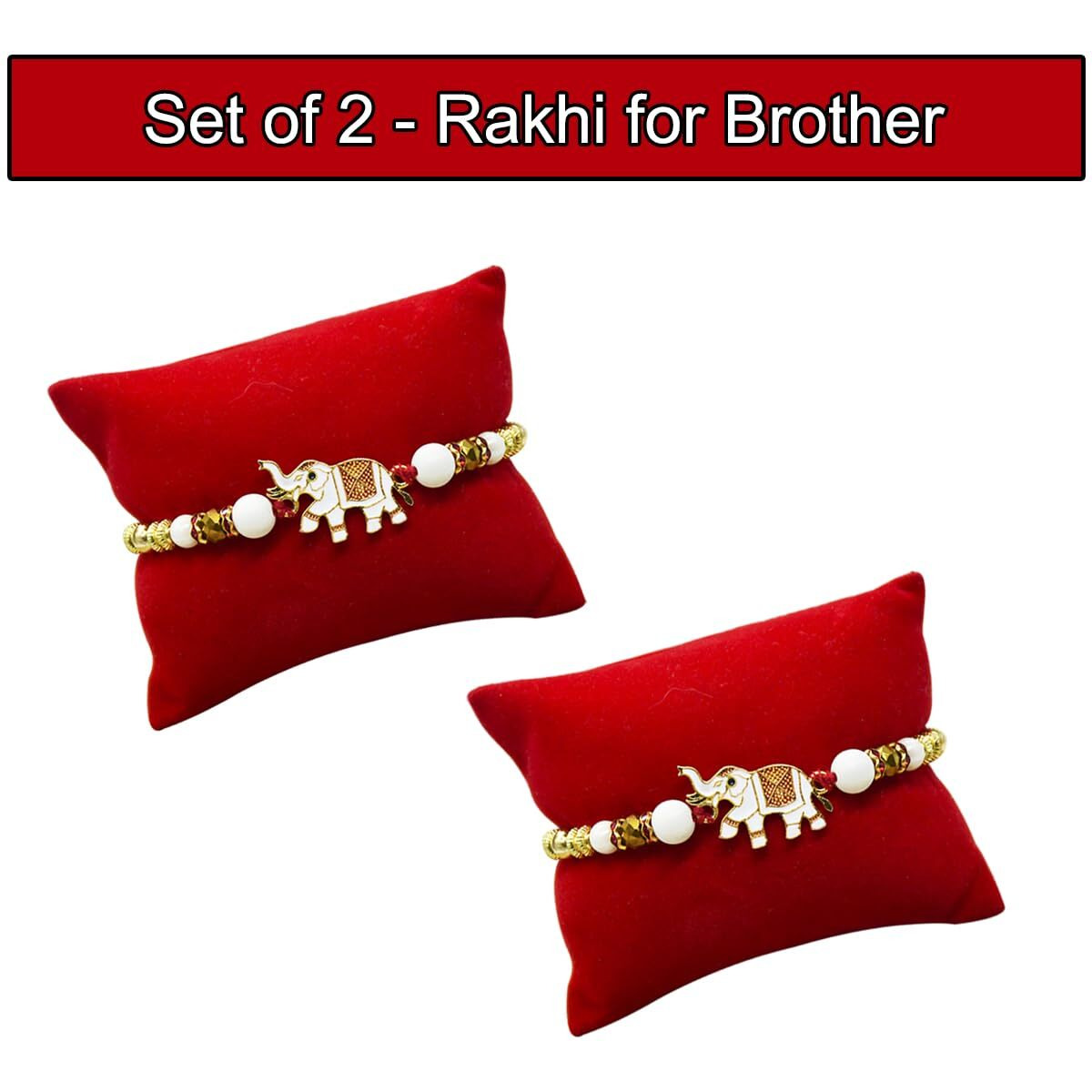 Saugat Traders Rakhi For Brother Set of 2 with Roli Chawal and Designer Chopra Ganesh Ji - Exclusive Rakhi