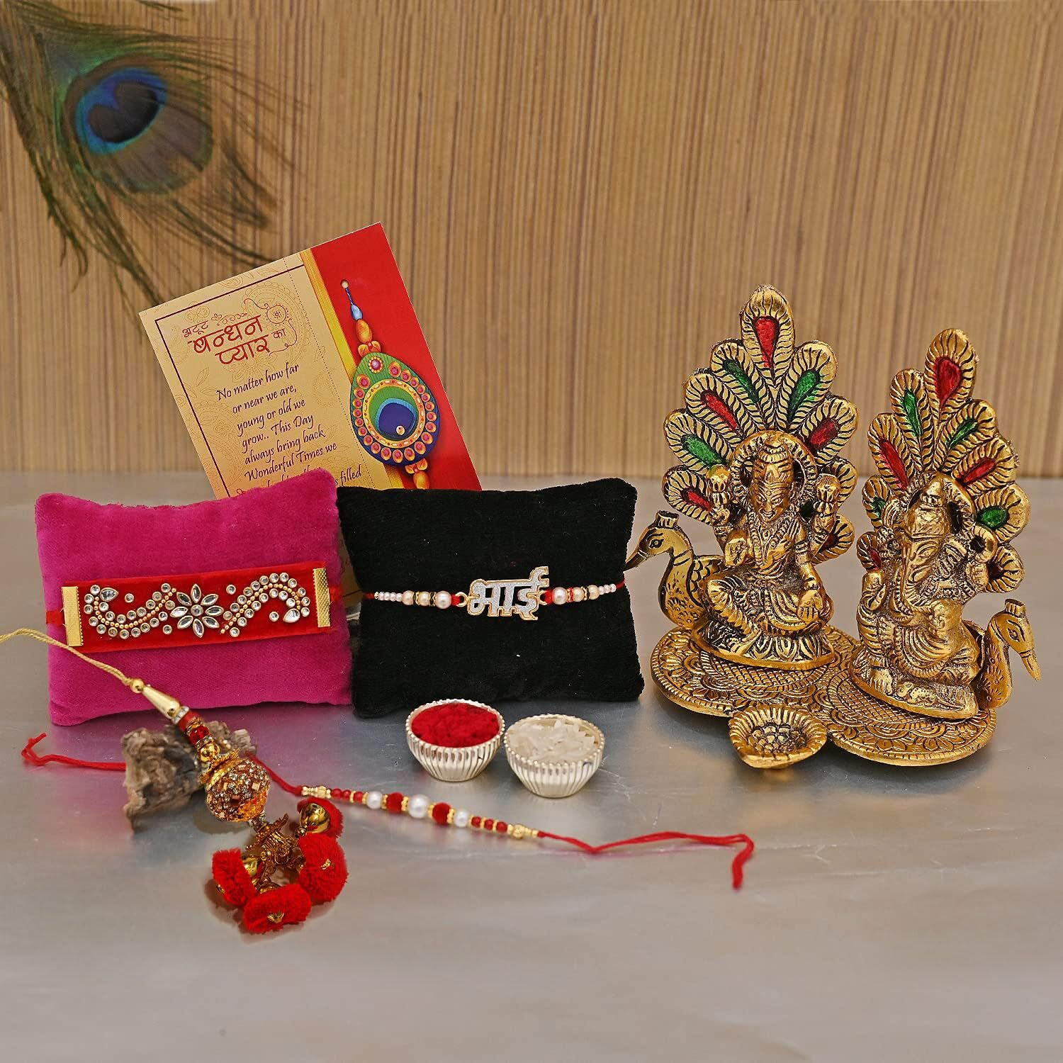 Rakhi for Brother with Gifts Combo Rakshabandhan Kids Bhai Bhabhi Gift Hamper - Rakhi for Brother & Sister - Laxmi Ganesh Idol Showpiece, Bhai Rakhi, Dora Rakhi, Lumba Rakhi, Greeting Card