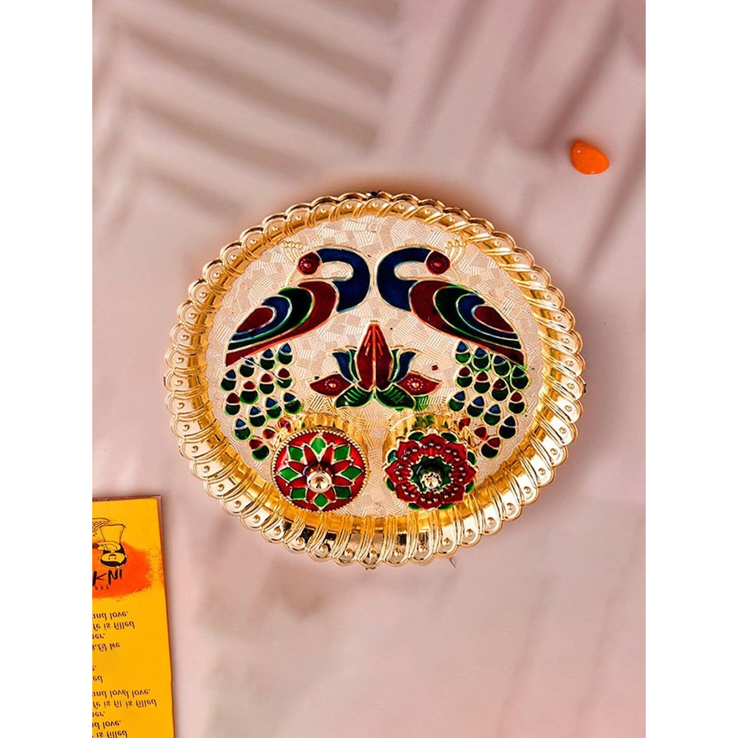 CraftVatika Rakhi for Brother Puja Thali Gift Combo Set of 2 Peacock Rakhi for Brother Bhaiya Men Boy with Kumkum Pooja Thali Set Rakhis for Brother