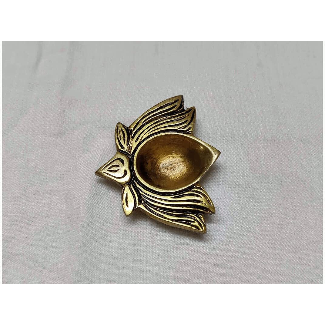PUJA CELEBRATIONS Lotus Kamal Diya Set of 2, Brass Akhand Diya Jyot Deepak, Lotus Kamal Patti Diya, Diya Puja Oil Lamp, SizeLength 2 inches Breadth 2.5 inches Material Brass