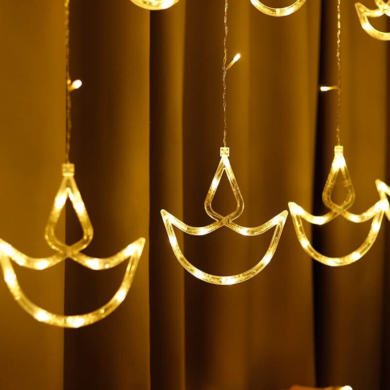 Gesto 8 Feet 12 Diya Curtain Light  8 Flashing Modes Diya Lights for Home Decoration | Diya Curtain Led Light for Diwali Decoration,Mandir,Pooja Room Decoration,Deepawali Home entrance decor