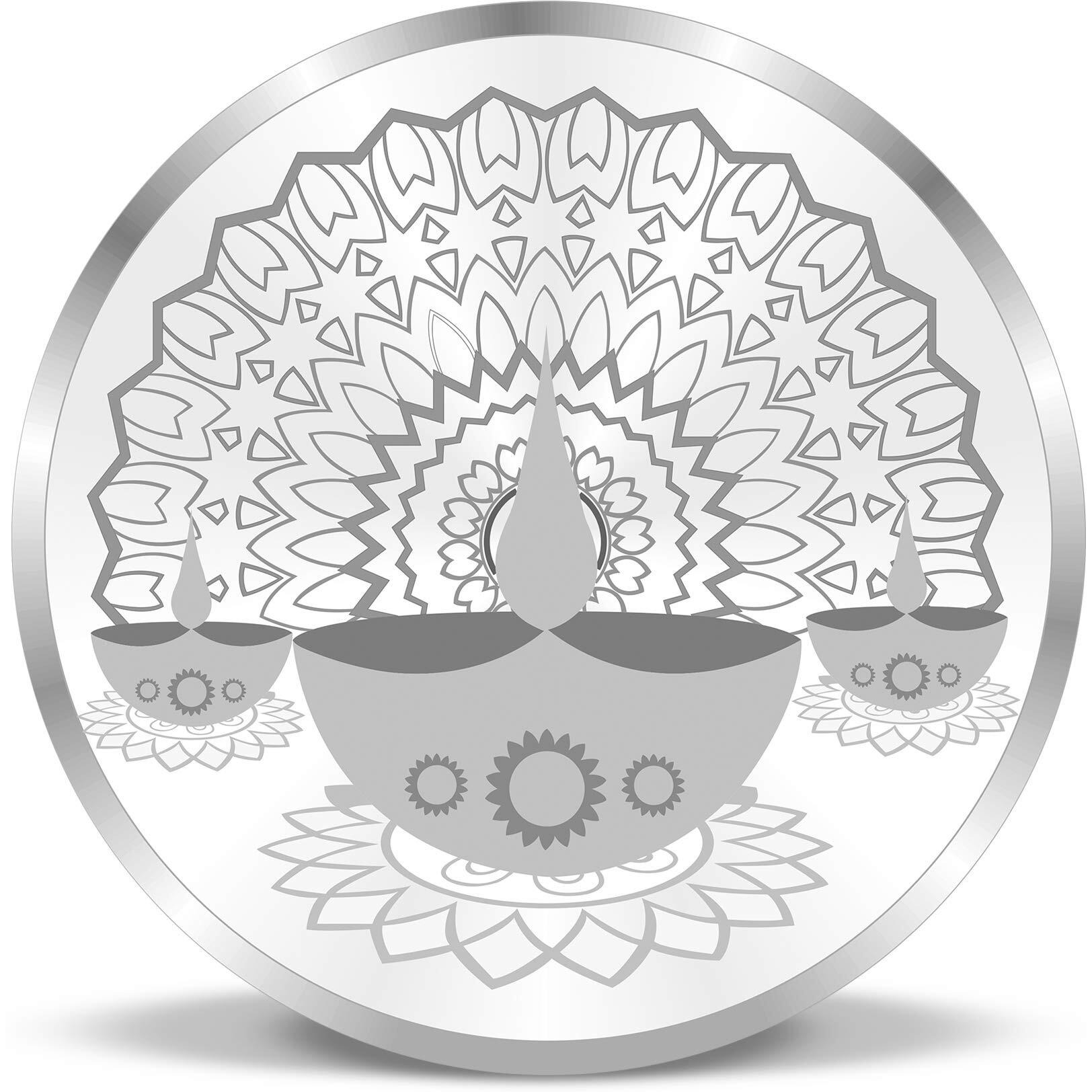 ACPL Precious Moments BIS Hallmarked Silver Coin Diya Spreading Light and Prosperity 50 gm 999 Pure