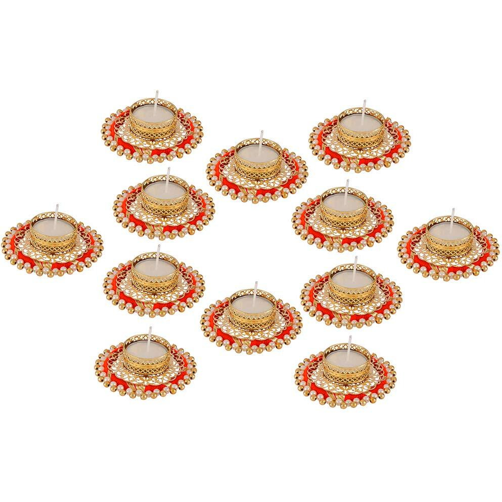 AccessHer Acrylic Diwali Diya Tealight Candle Holder/Diwali Home Decoration/Diwali /Colorful Indian Decoration for Festivals Set of 12