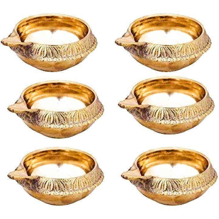 BrassLine Brass Diya (2.5 x 1.1 inch, Gold)