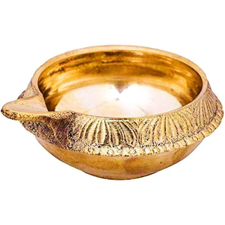 BrassLine Brass Diya (2.5 x 1.1 inch, Gold)