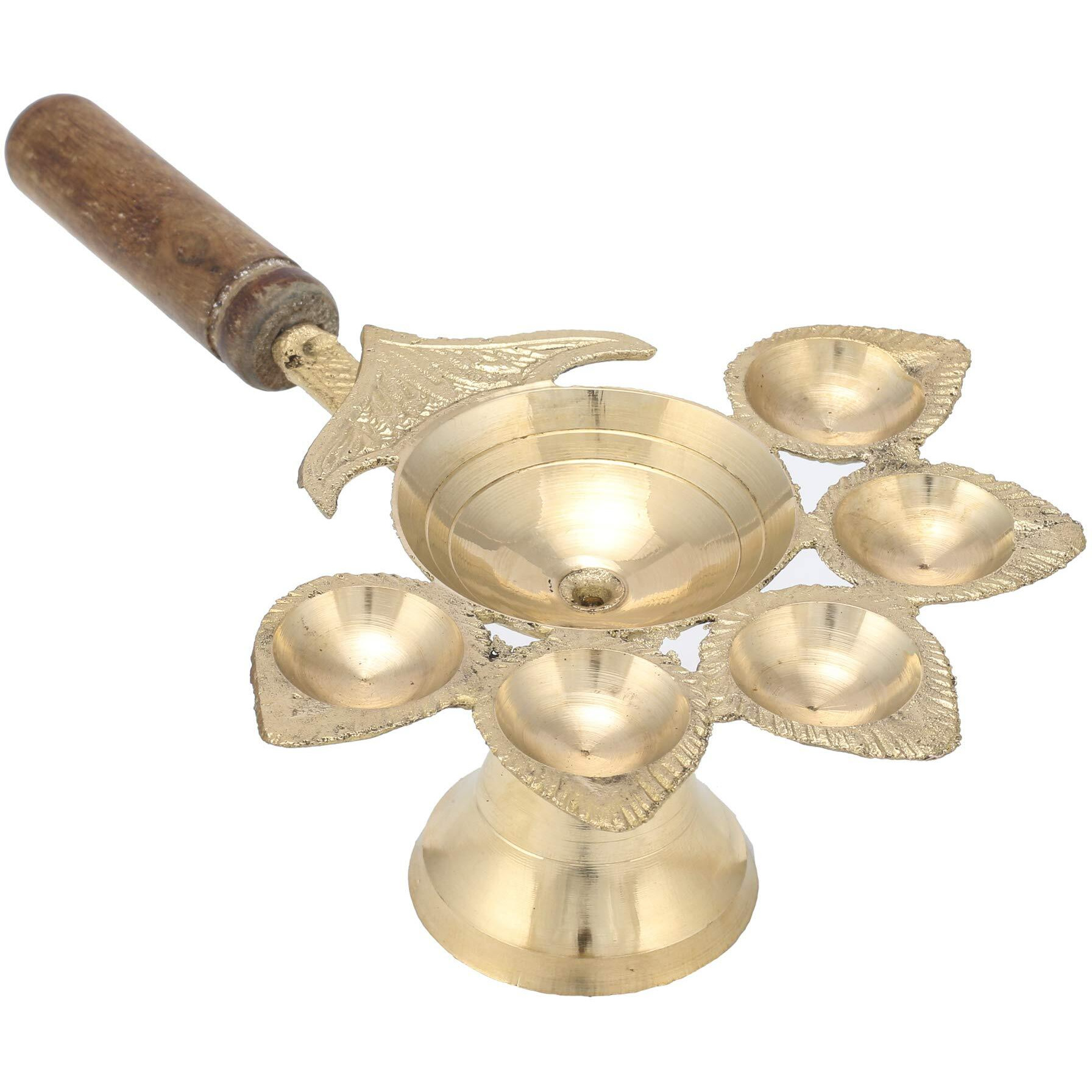 Collectible India Panch Aarti Brass Diya Oil Lamp Jyoti Puja - Metal Panch Arti Diya for Diwali Pooja - Diya for Puja and Festival Decoration - Diwali Decoration Items for Home