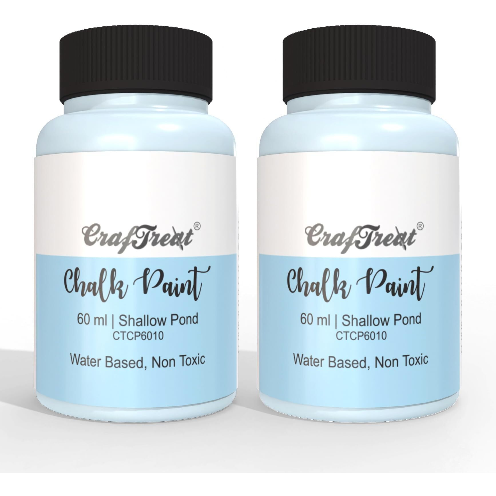 CrafTreat Shallow Pond - Chalk Paint for Wood Furniture, Wall, Home Decor, Glass, DIY Craft - Matte Acrylic Multi Surface Paint - 60ml Each | Pack of 2