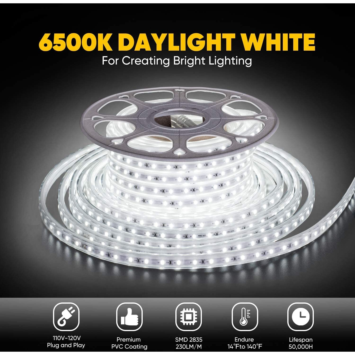 Gesto 5 Meter Led Strip Lights  Ceiling Lights for Home Decoration,Rope led Light for Balcony Decoration Outdoor Lights Waterproof | Fairy Lights for Home Decor,Birthday,Diwali Decoration(White)