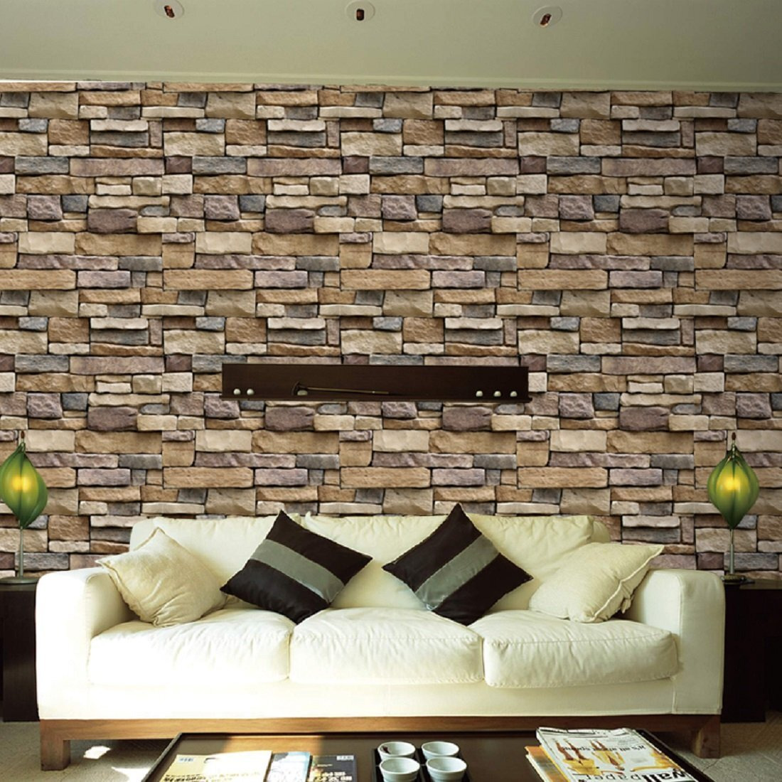 JAAMSO ROYALS Brick PVC Vinyl Self Adhesive Peel and Stick Home Decor Wallpaper (200 CM X 45 CM)